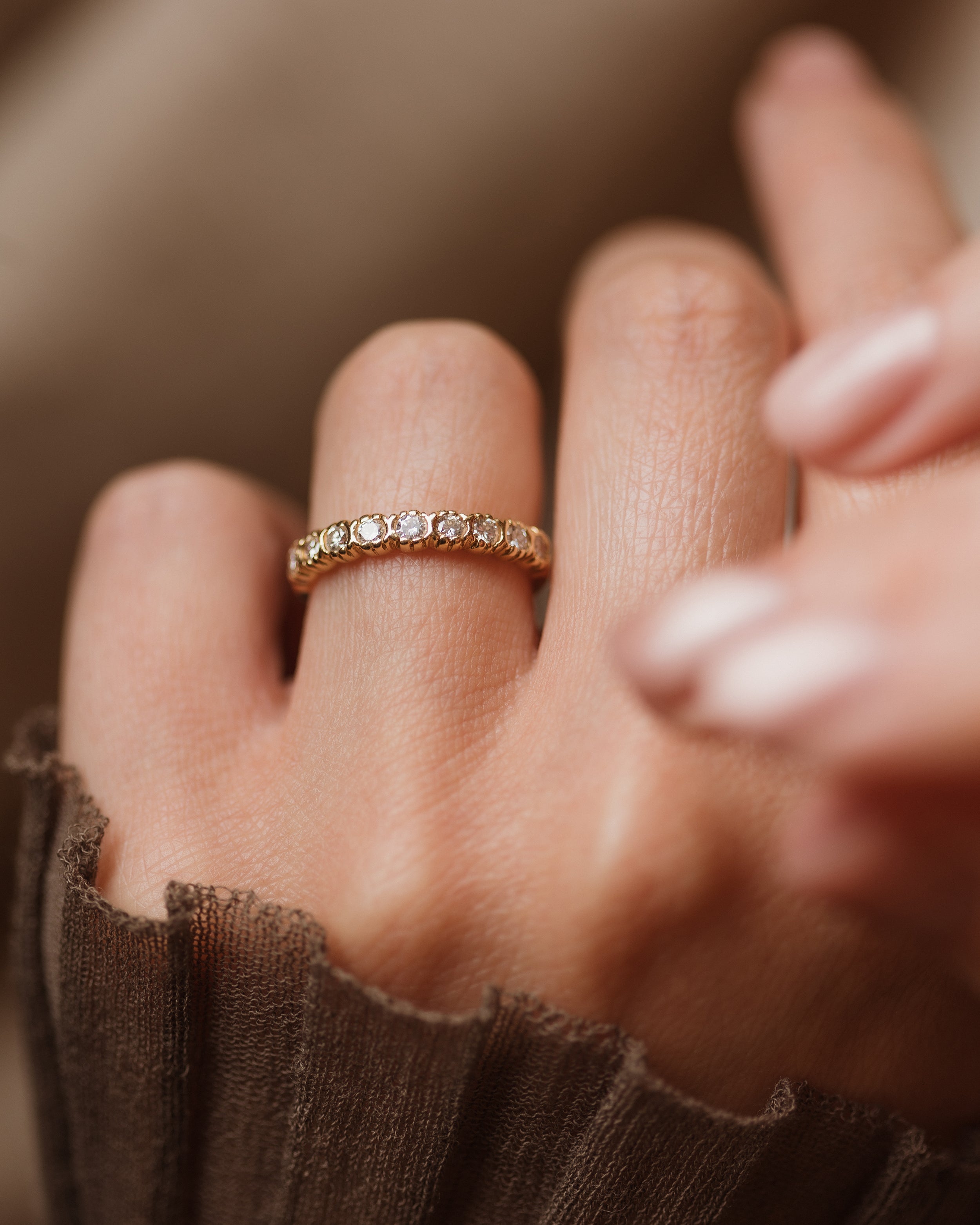 Maude 1985 Vintage 9ct Gold Diamond Half Eternity Ring
