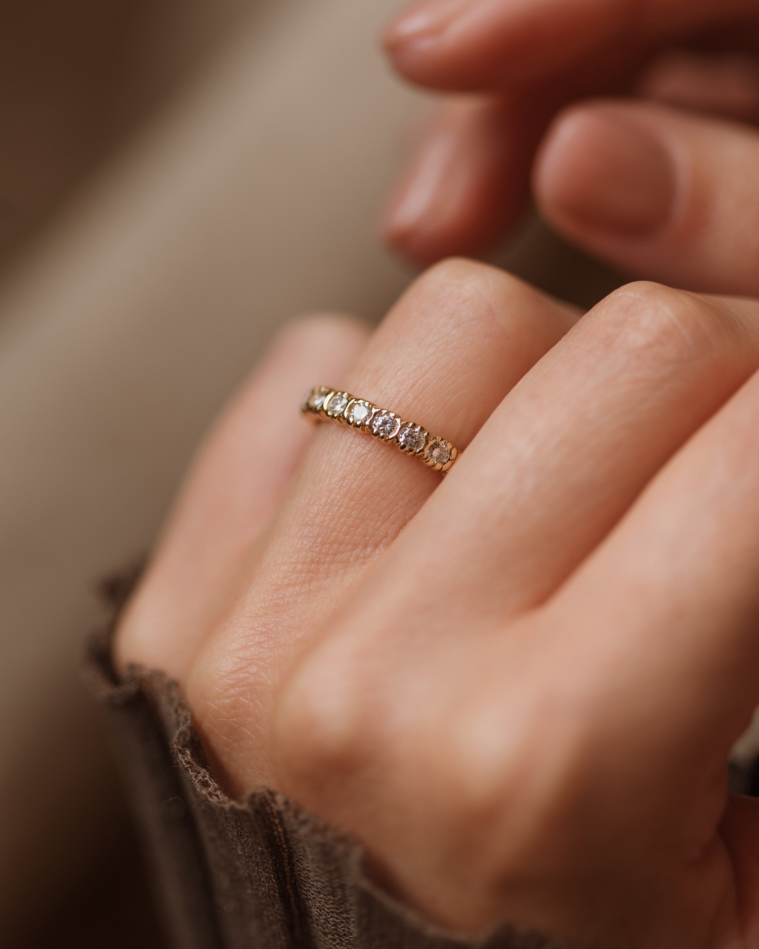Maude 1985 Vintage 9ct Gold Diamond Half Eternity Ring