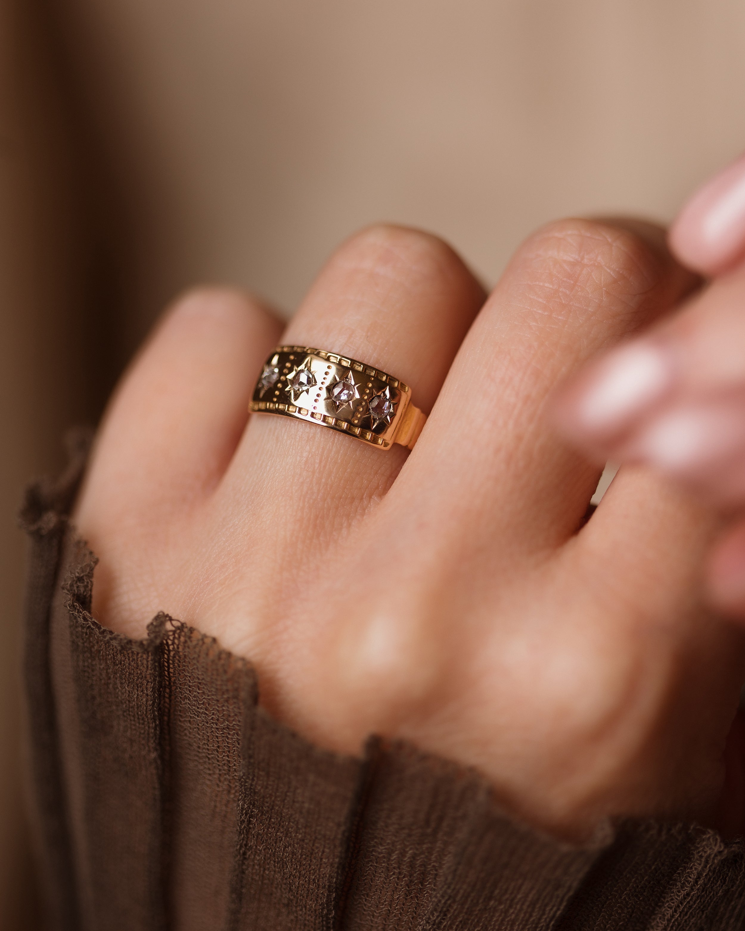 Image of Calista 1884 Antique 18ct Gold Diamond Four Stone Ring