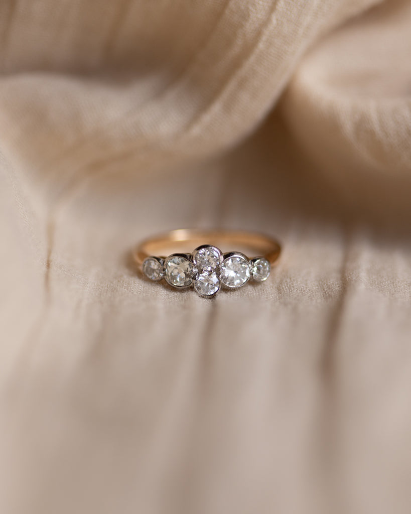 Verity Vintage 18ct Gold Diamond Six Stone Ring