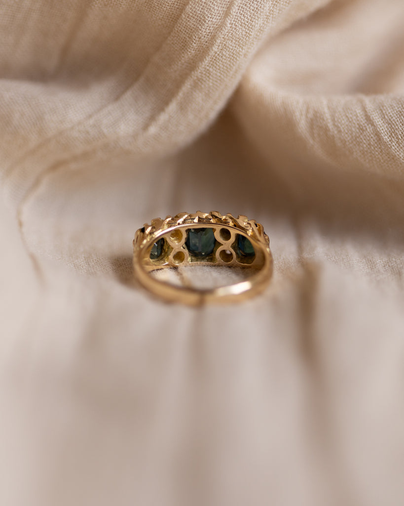 Marceline Vintage 18ct Gold Sapphire & Diamond Seven Stone Ring