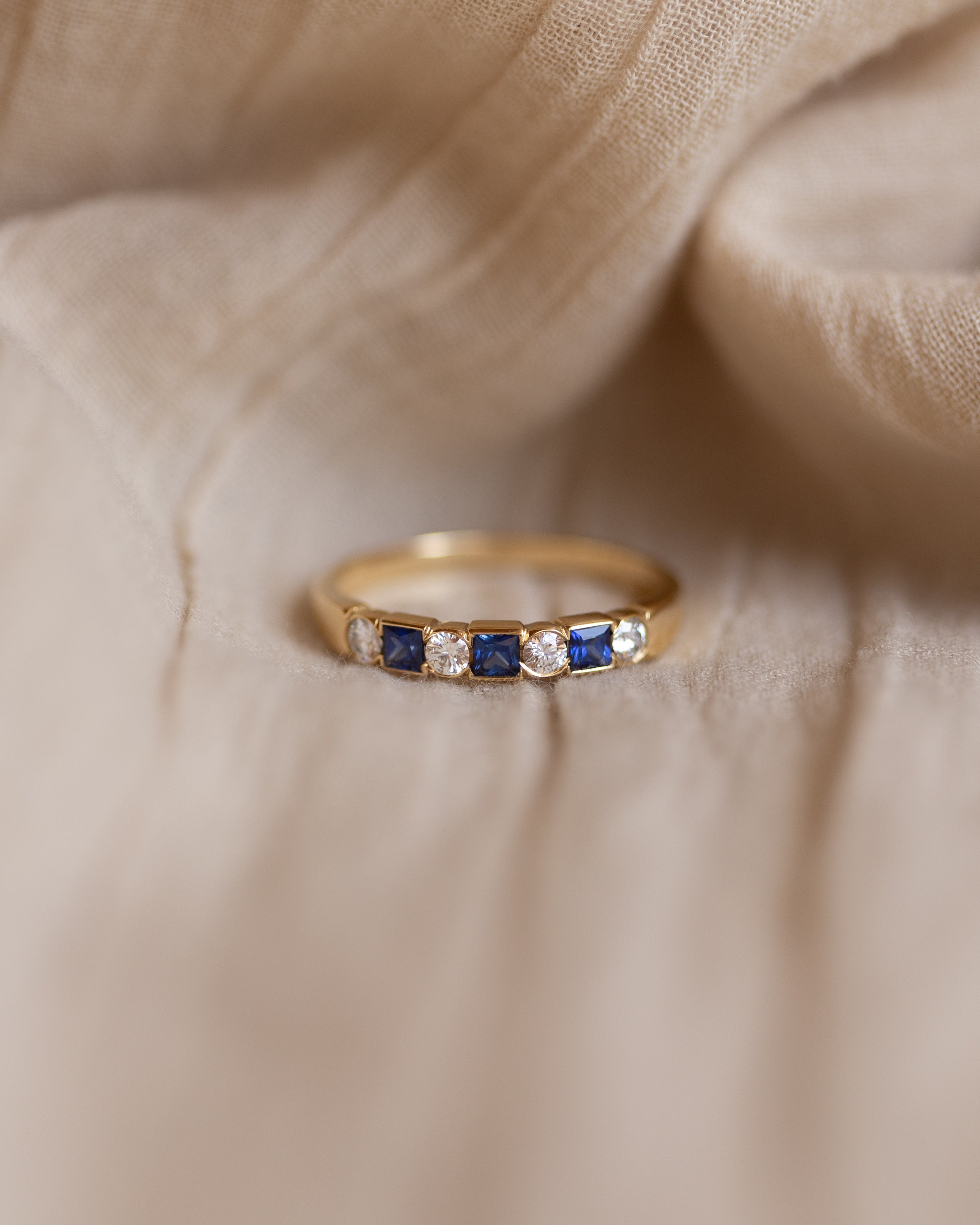 Georgina Vintage 18ct Gold Sapphire & Diamond Half Eternity Ring