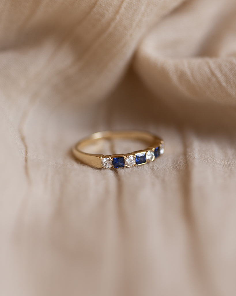 Georgina Vintage 18ct Gold Sapphire & Diamond Half Eternity Ring