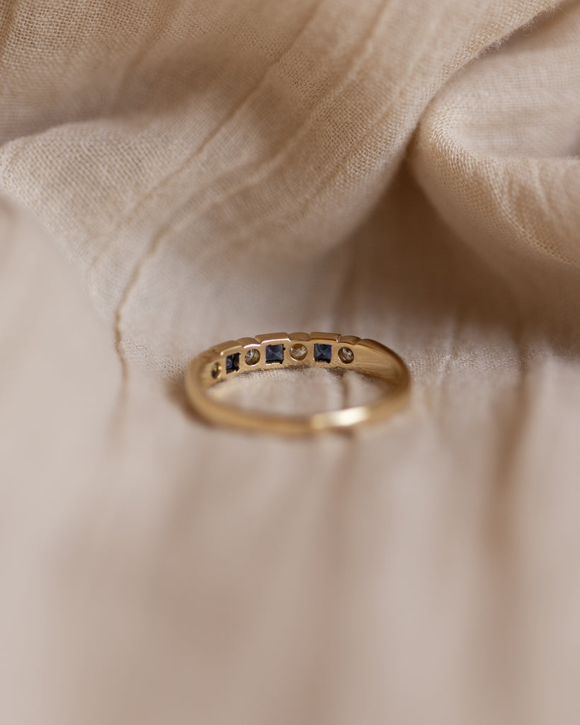 Georgina Vintage 18ct Gold Sapphire & Diamond Half Eternity Ring