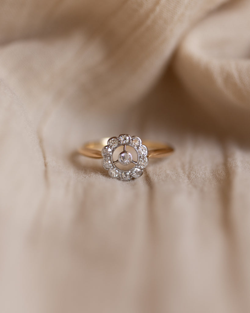 Anaïs Antique Art Deco 18ct Gold Diamond Cluster Ring