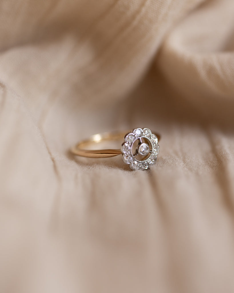 Anaïs Antique Art Deco 18ct Gold Diamond Cluster Ring