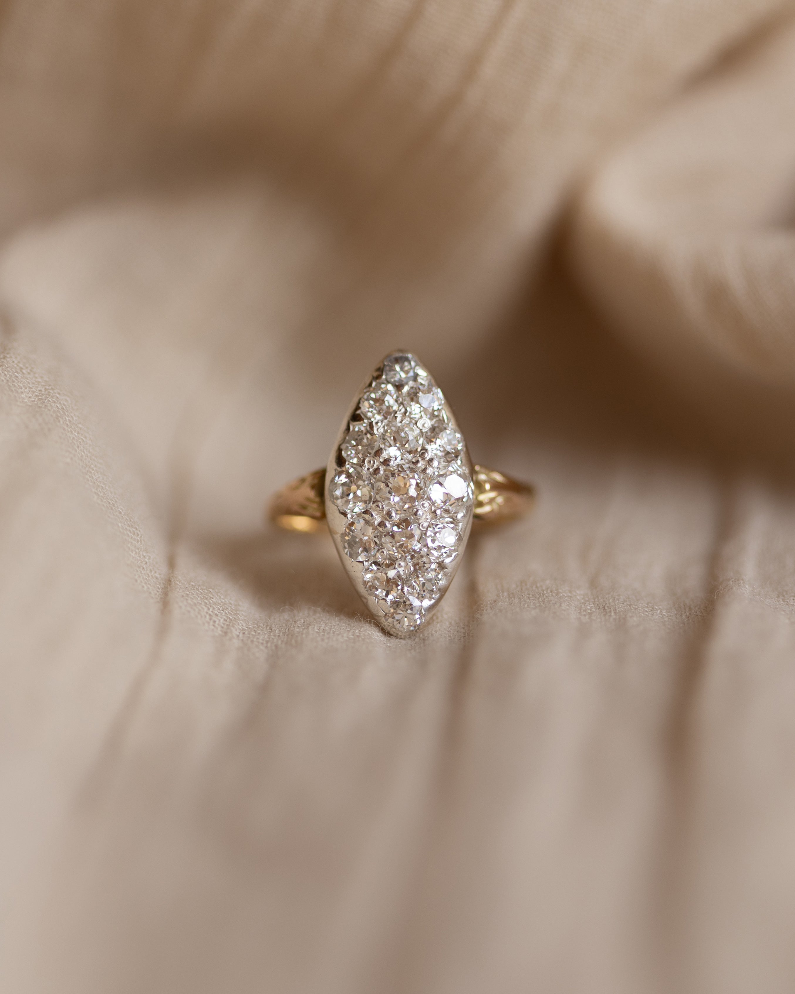 Artemisia Antique 18ct Gold Diamond Marquise Cluster Ring