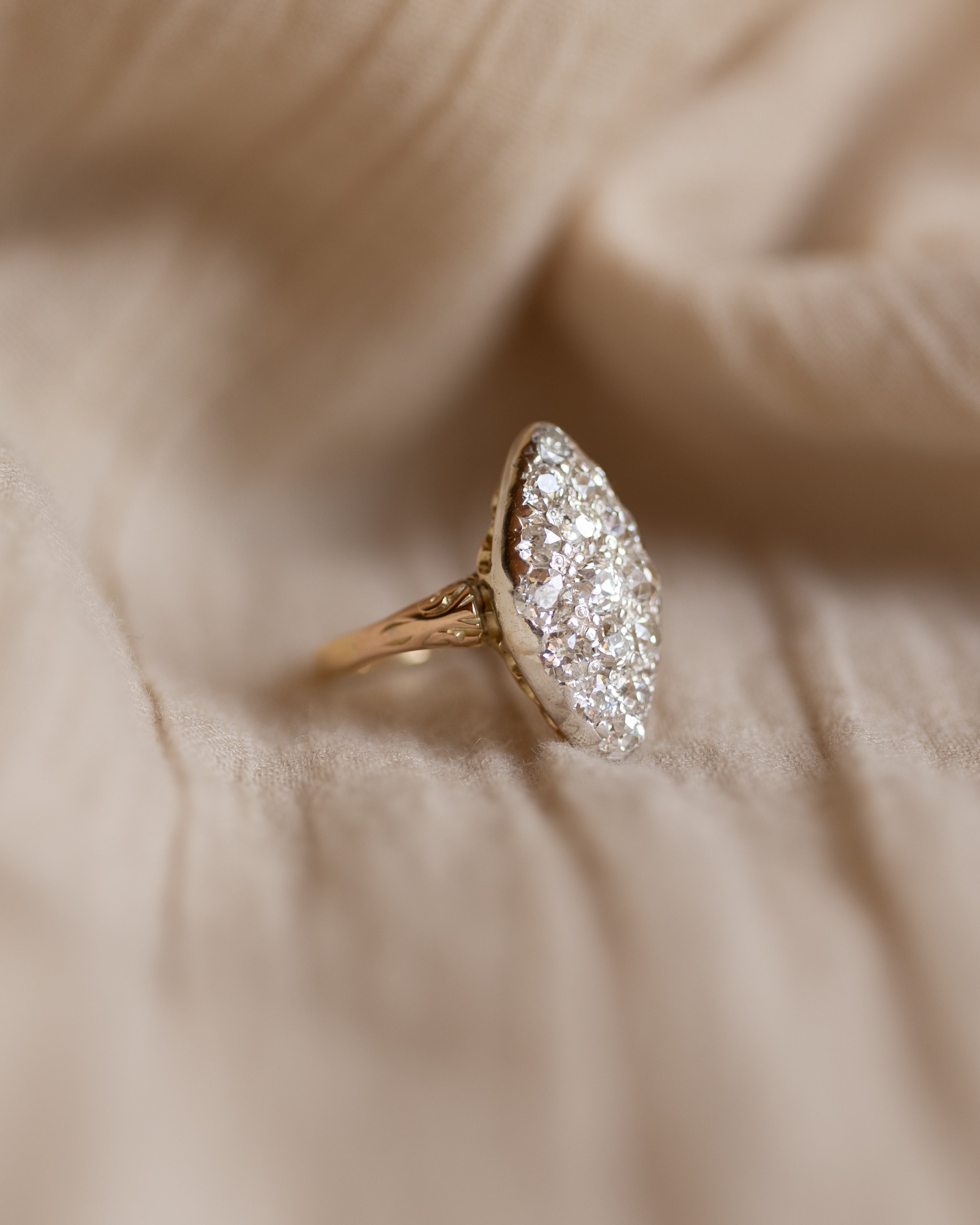 Artemisia Antique 18ct Gold Diamond Marquise Cluster Ring