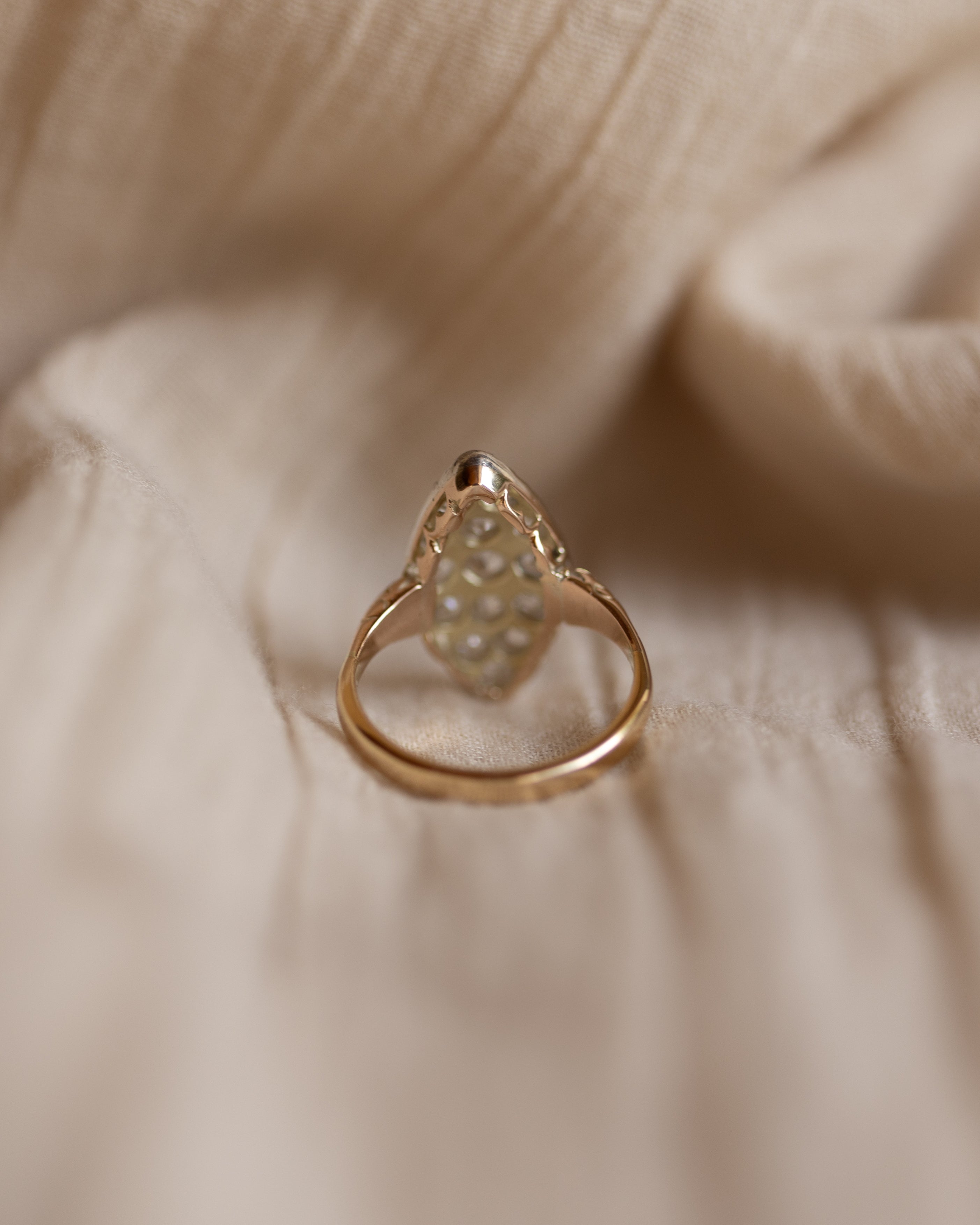 Artemisia Antique 18ct Gold Diamond Marquise Cluster Ring