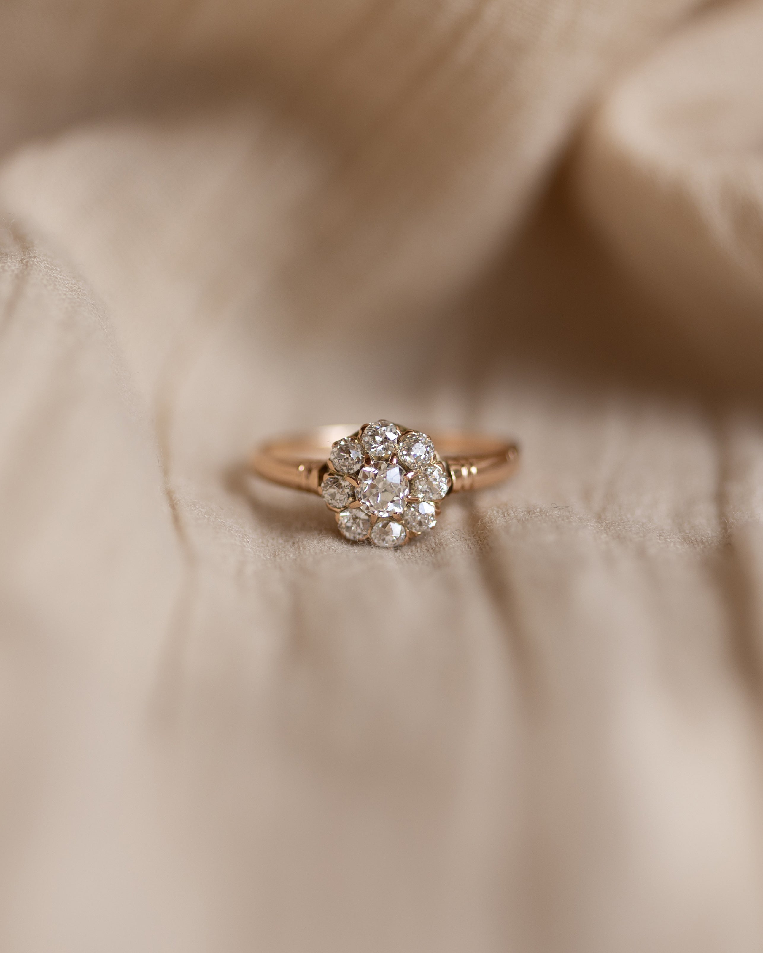 Roseline Antique 15ct Gold Diamond Cluster Ring