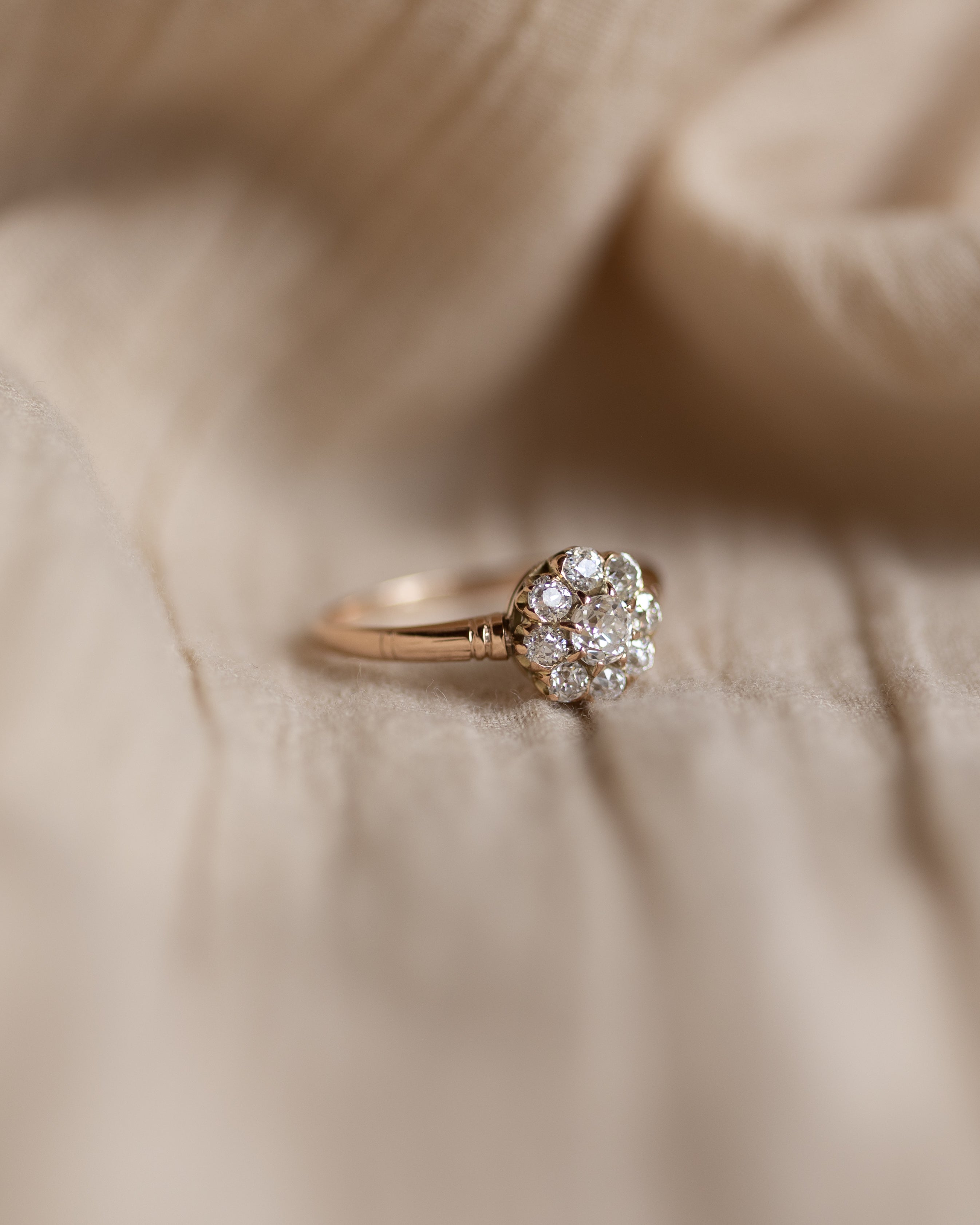 Roseline Antique 15ct Gold Diamond Cluster Ring