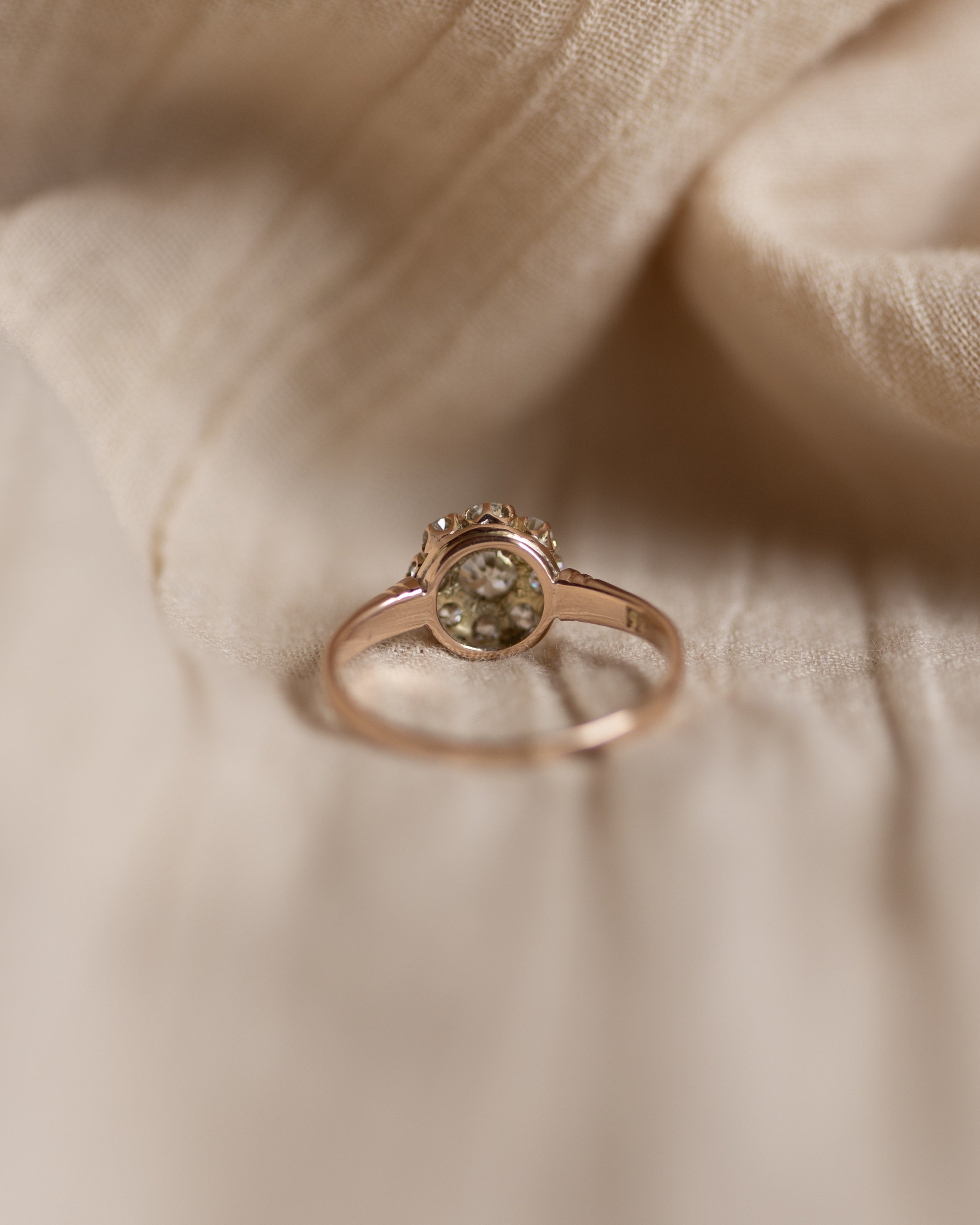 Roseline Antique 15ct Gold Diamond Cluster Ring