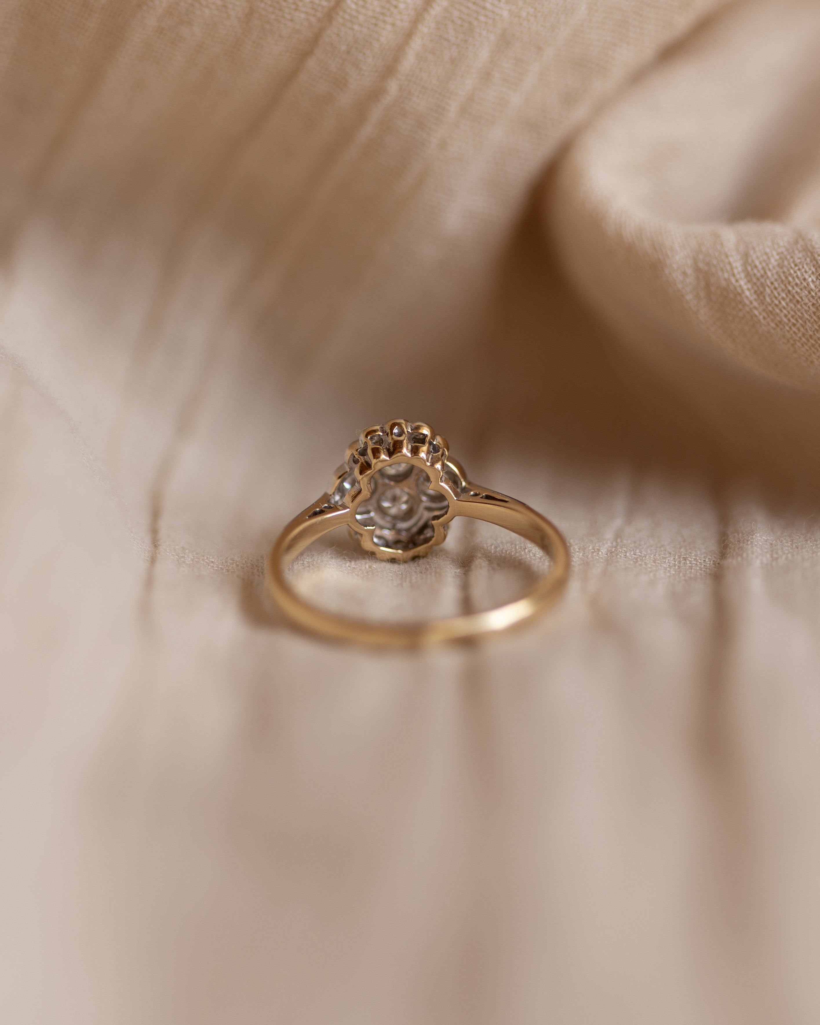 Ethel Antique Art Deco 18ct Gold Diamond Cluster Ring