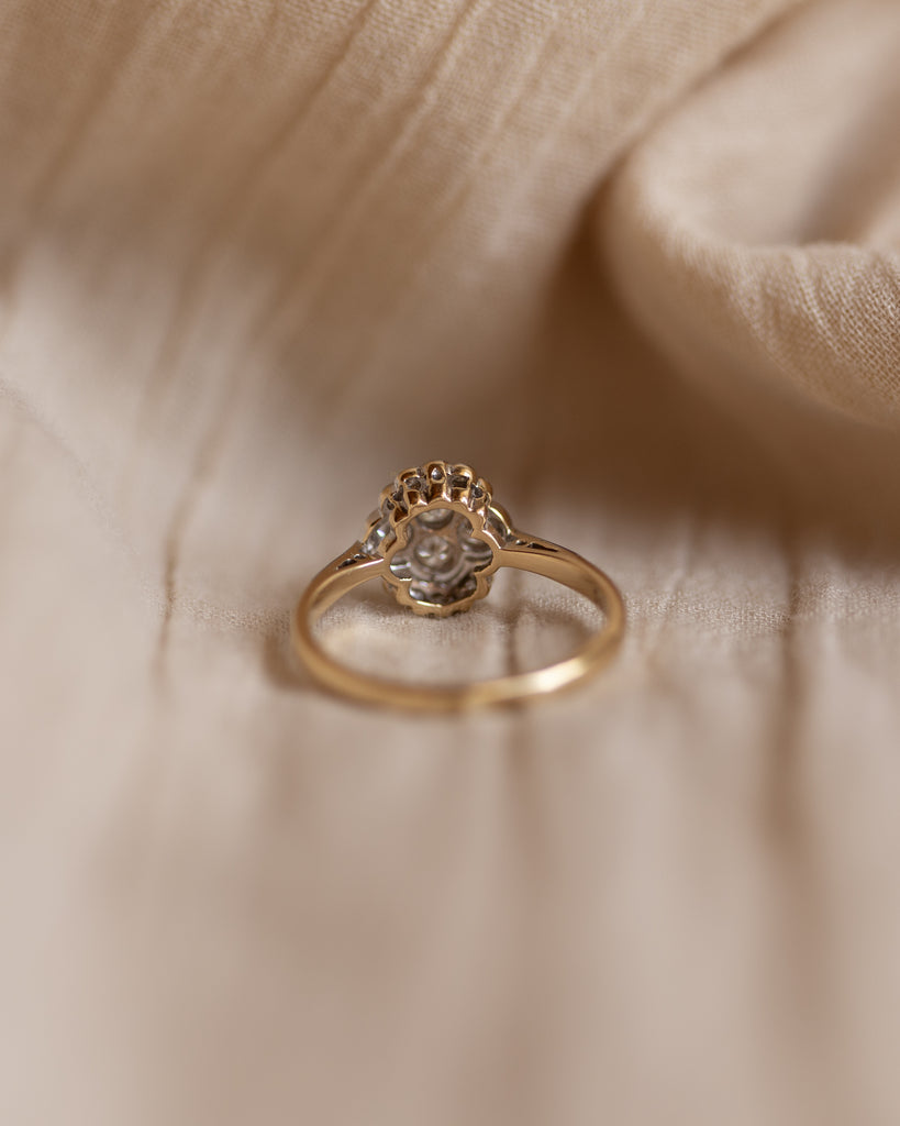 Ethel Antique Art Deco 18ct Gold Diamond Cluster Ring