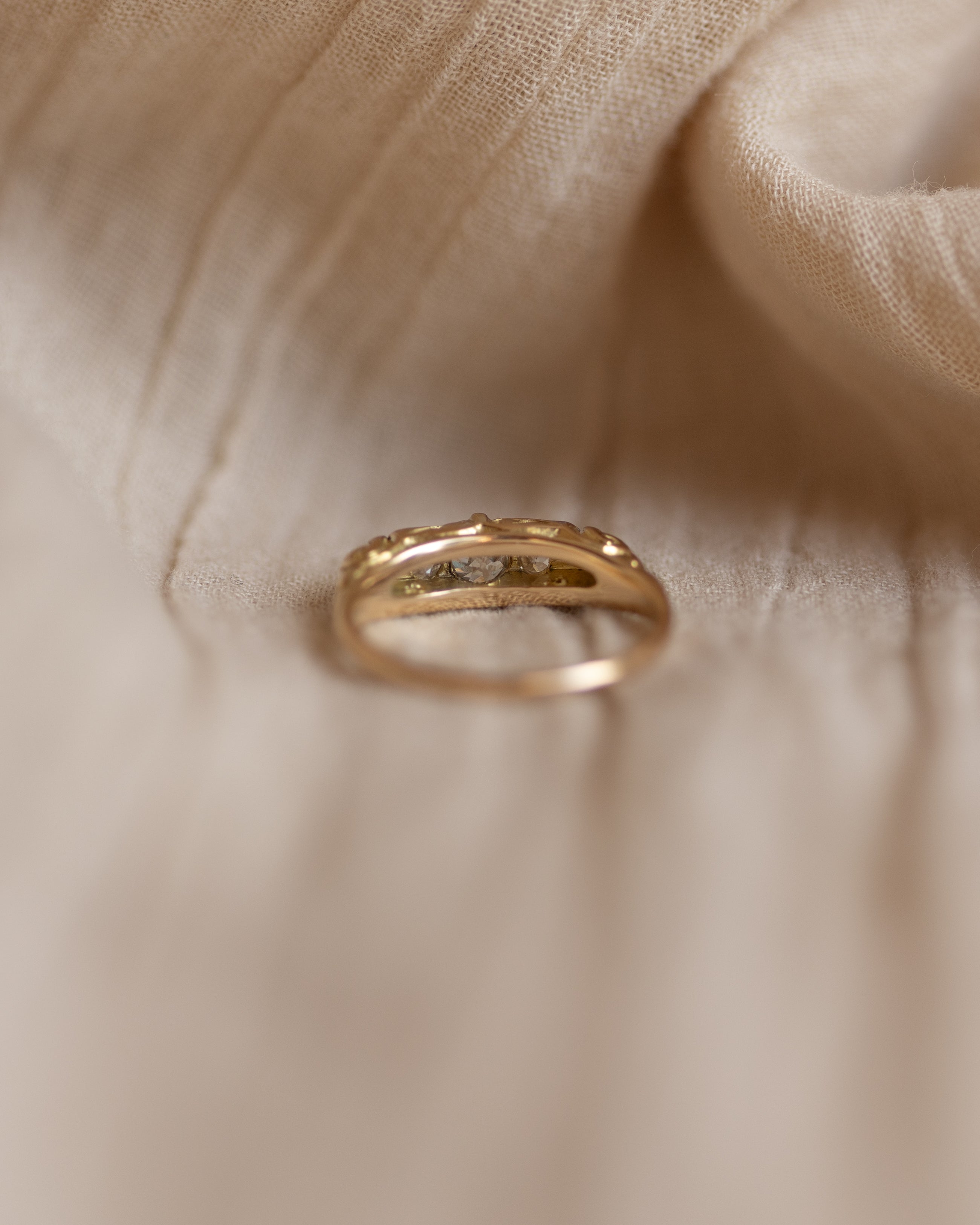 Phyllis 1912 Antique 18ct Gold Diamond & Pearl Five Stone Ring