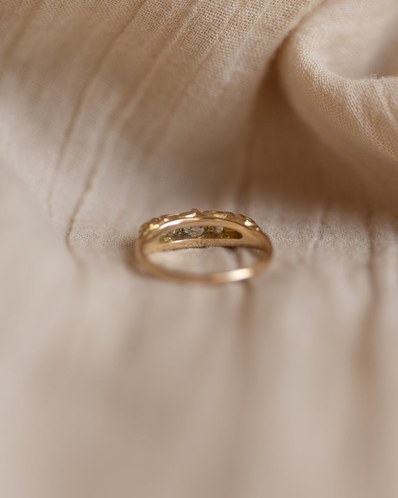 Phyllis 1912 Antique 18ct Gold Diamond & Pearl Five Stone Ring