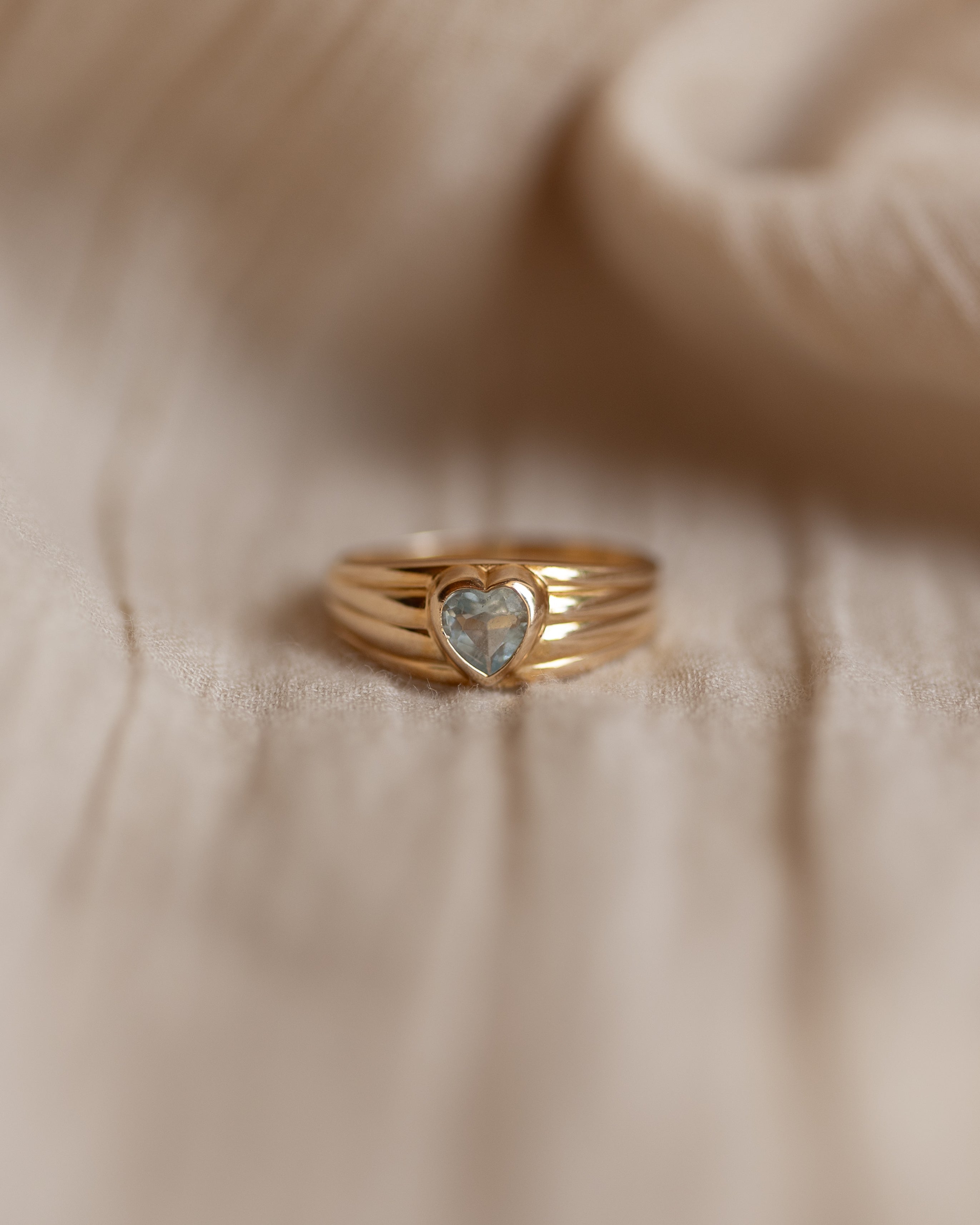 Matilde 1986 Vintage 9ct Gold Aquamarine Heart Ring