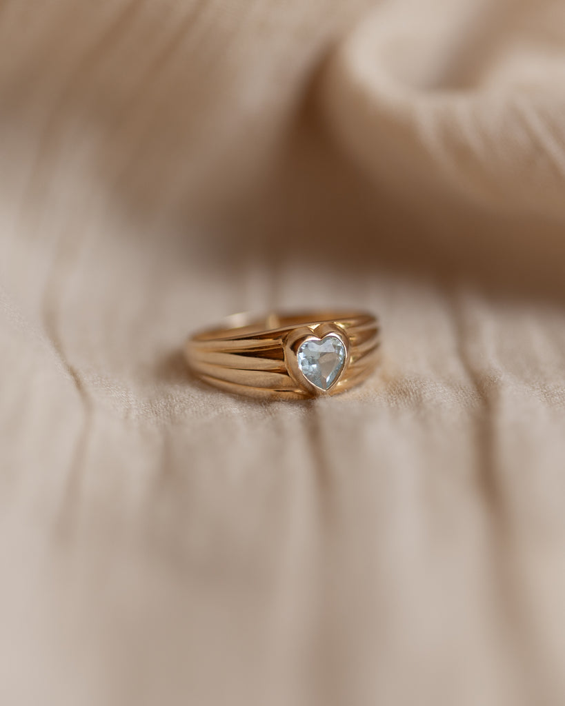 Matilde 1986 Vintage 9ct Gold Aquamarine Heart Ring