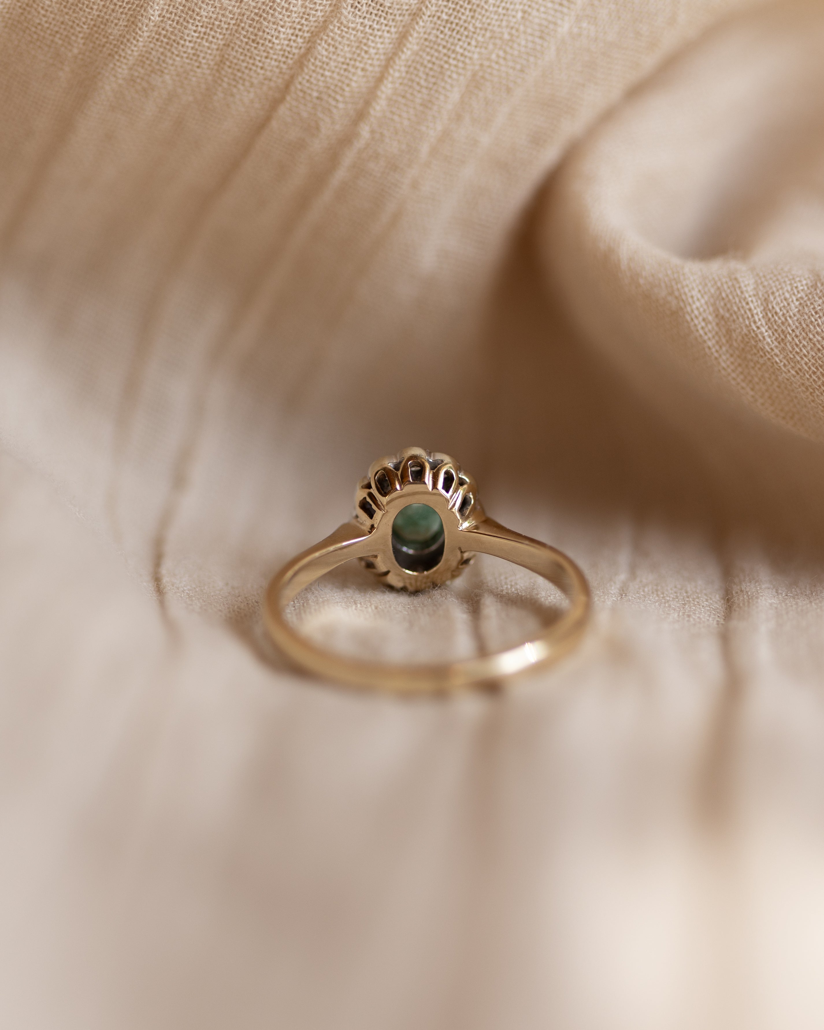 Selma 1996 Vintage 9ct Gold Emerald & Diamond Cluster Ring