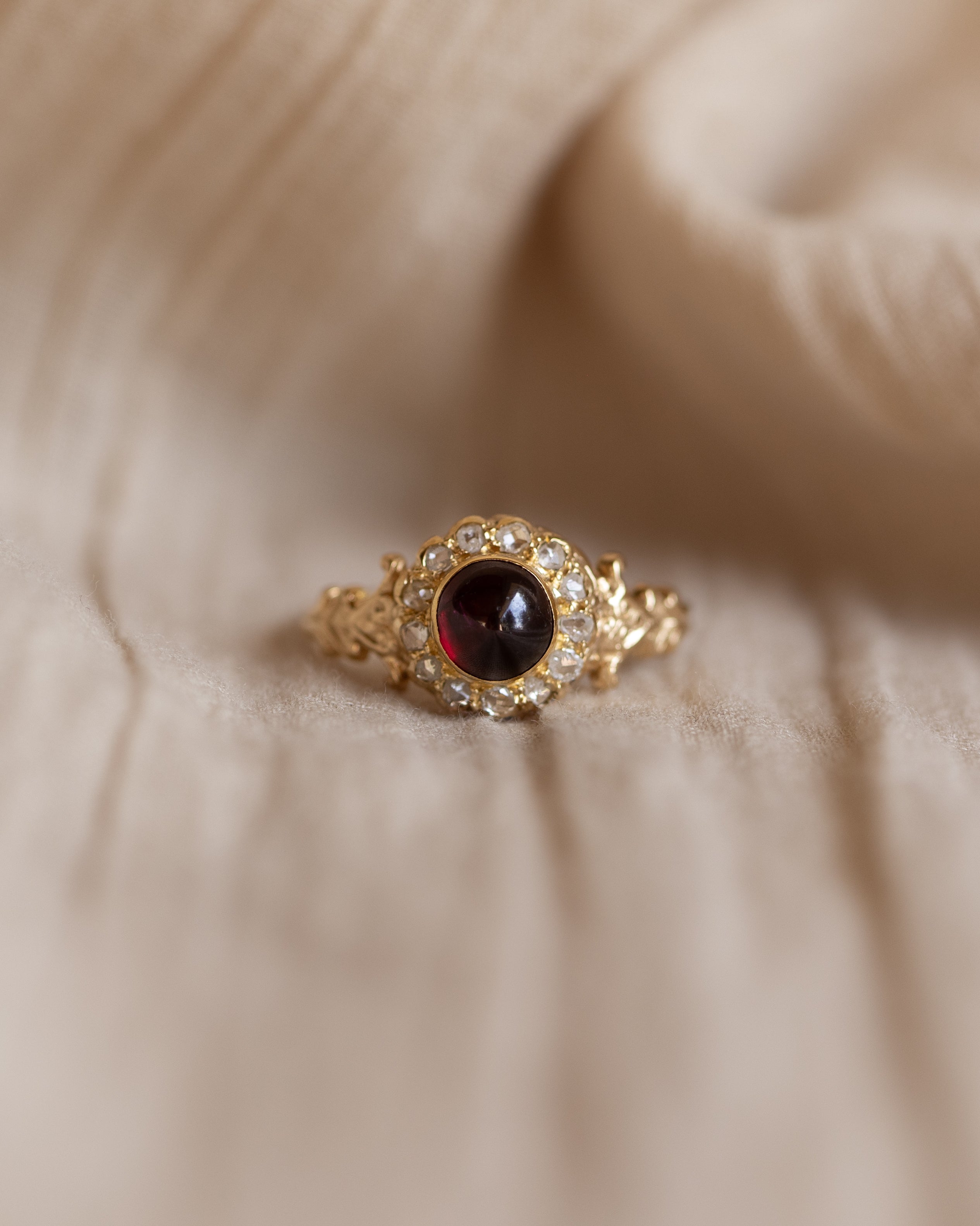Priscilla Antique 15ct Gold Garnet & Diamond Cluster Ring