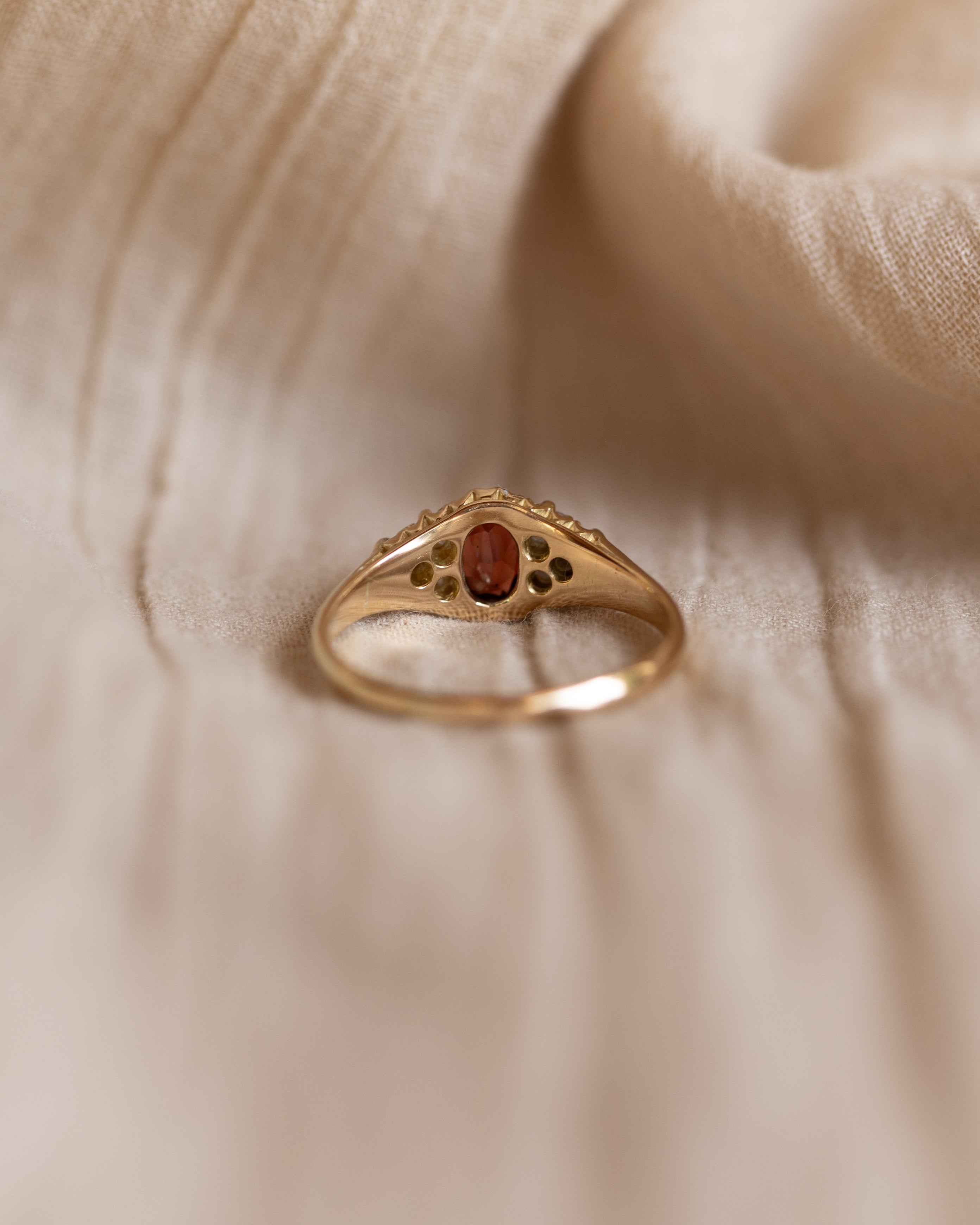 Florentina Antique 1912 18ct Gold Garnet & Diamond Ring