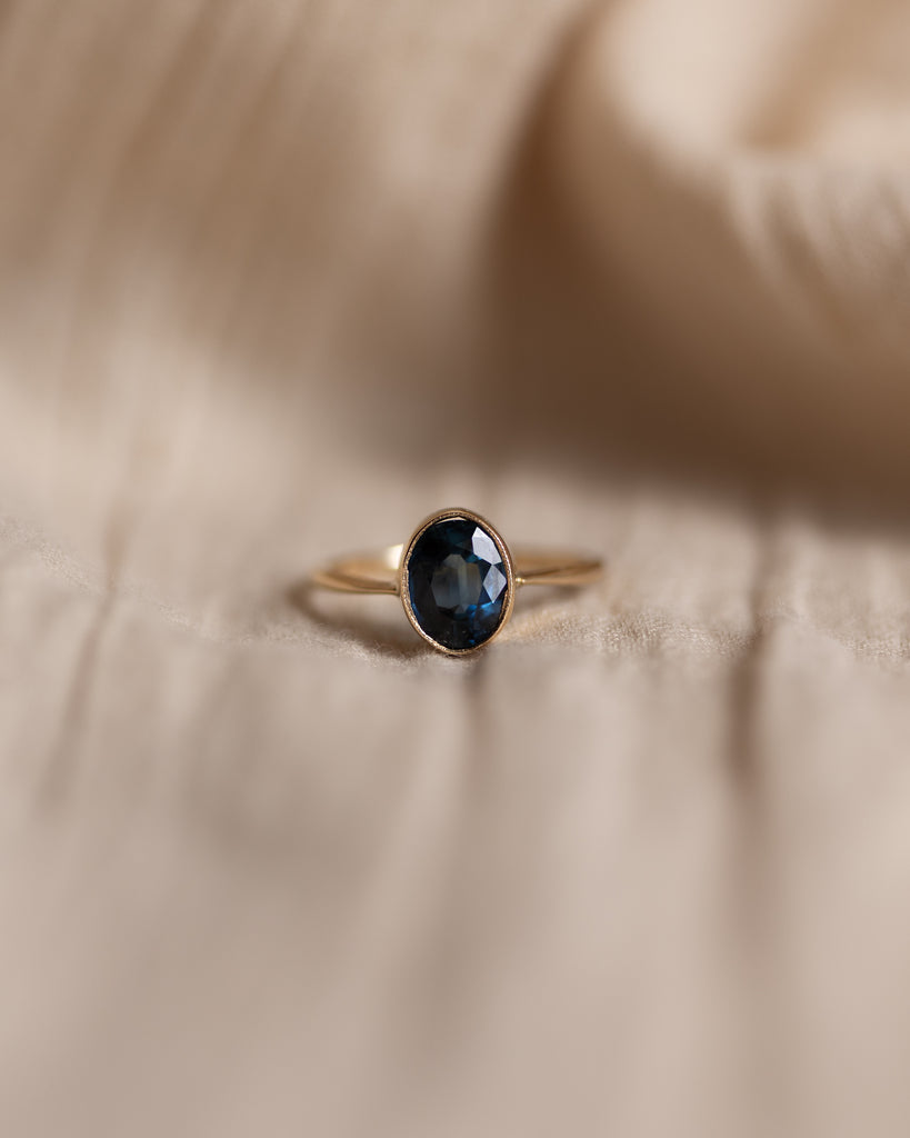 Alma 1981 Vintage 9ct Gold Sapphire Single Stone Ring
