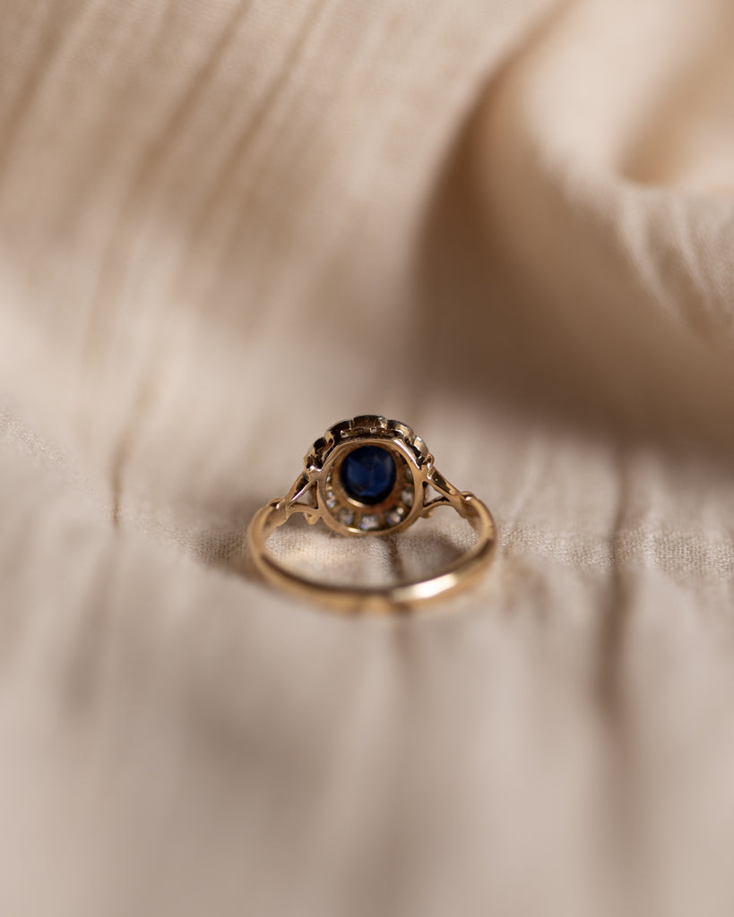 Mariam Antique 18ct Gold Sapphire & Diamond Cluster Ring