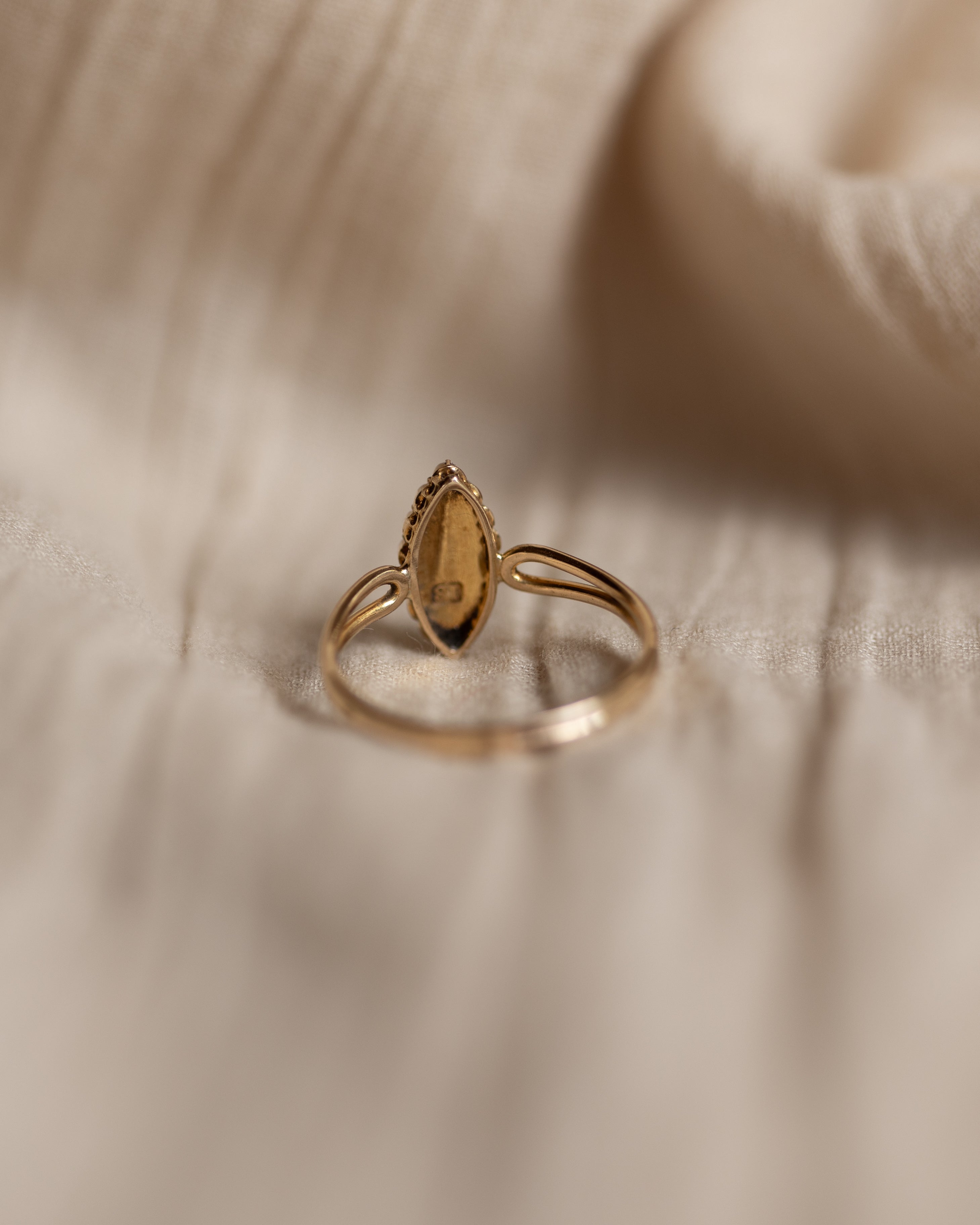 Ophelia Antique 15ct Gold Pearl Marquise Cluster Ring
