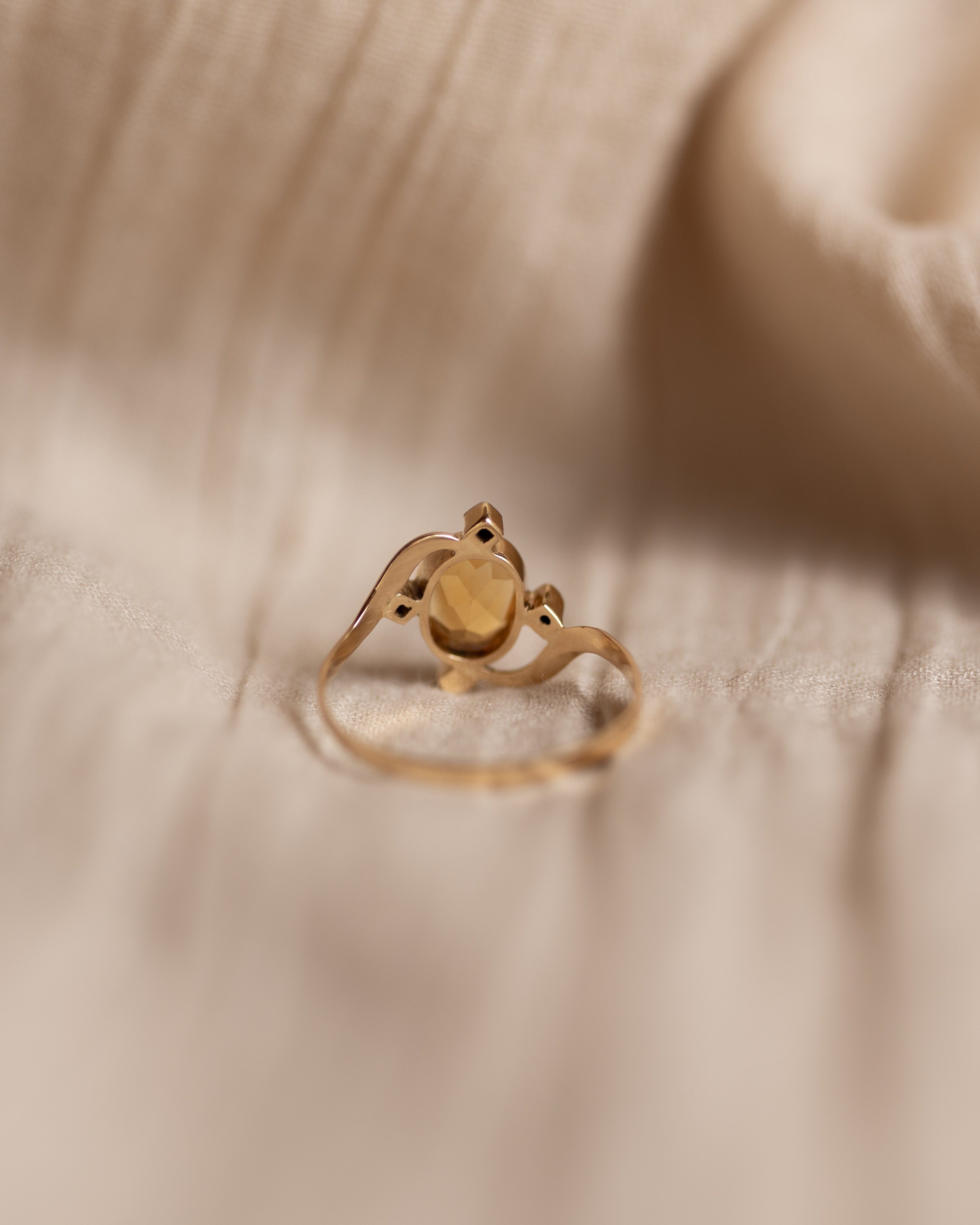 Clotilde Antique 18ct Gold Citrine & Diamond Five Stone Twist Ring