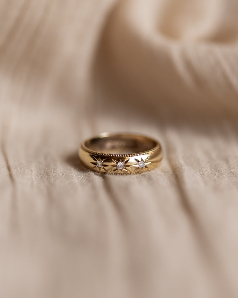 Mercy 1994 Vintage 9ct Gold Diamond Trilogy Band Ring