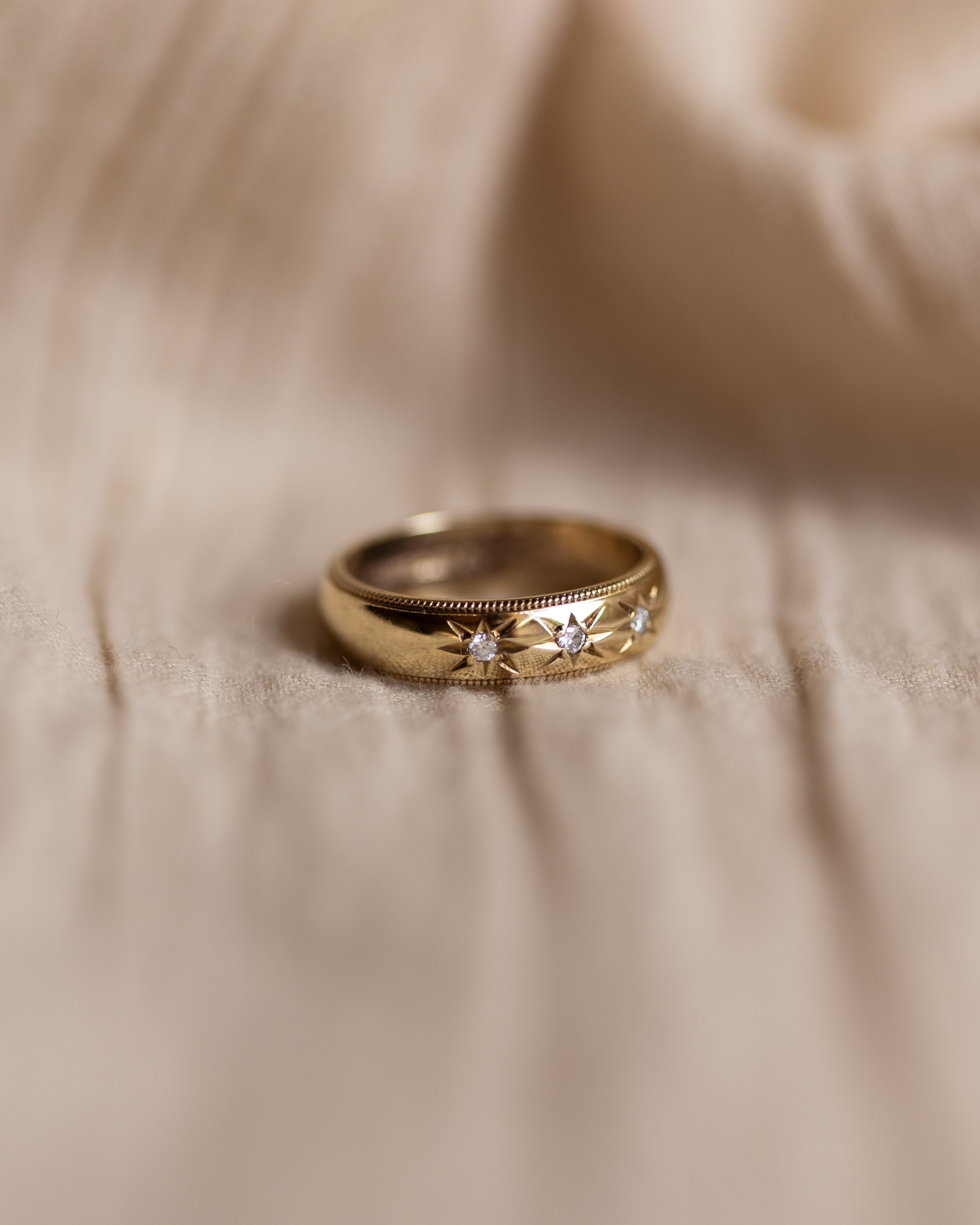 Mercy 1994 Vintage 9ct Gold Diamond Trilogy Band Ring