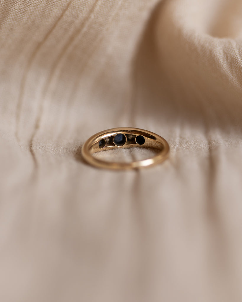 Augusta Antique 18ct Gold Sapphire & Diamond Five Stone Ring