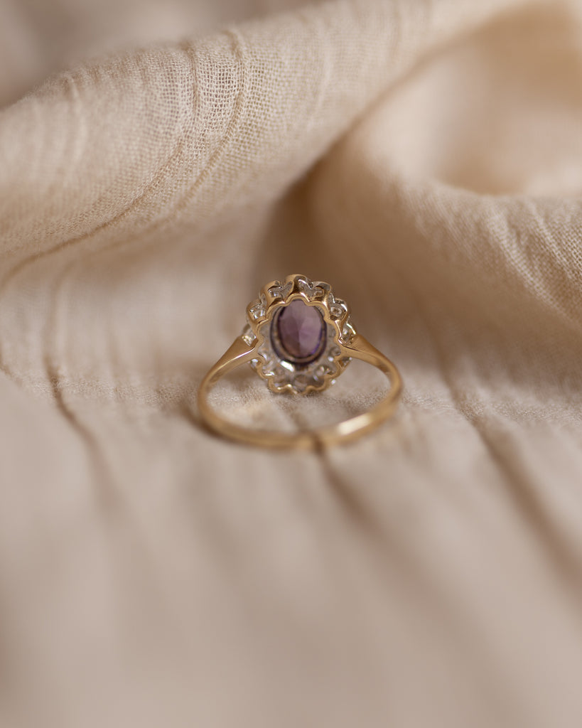 Violet 1994 Vintage 9ct Gold Amethyst & CZ Cluster Ring