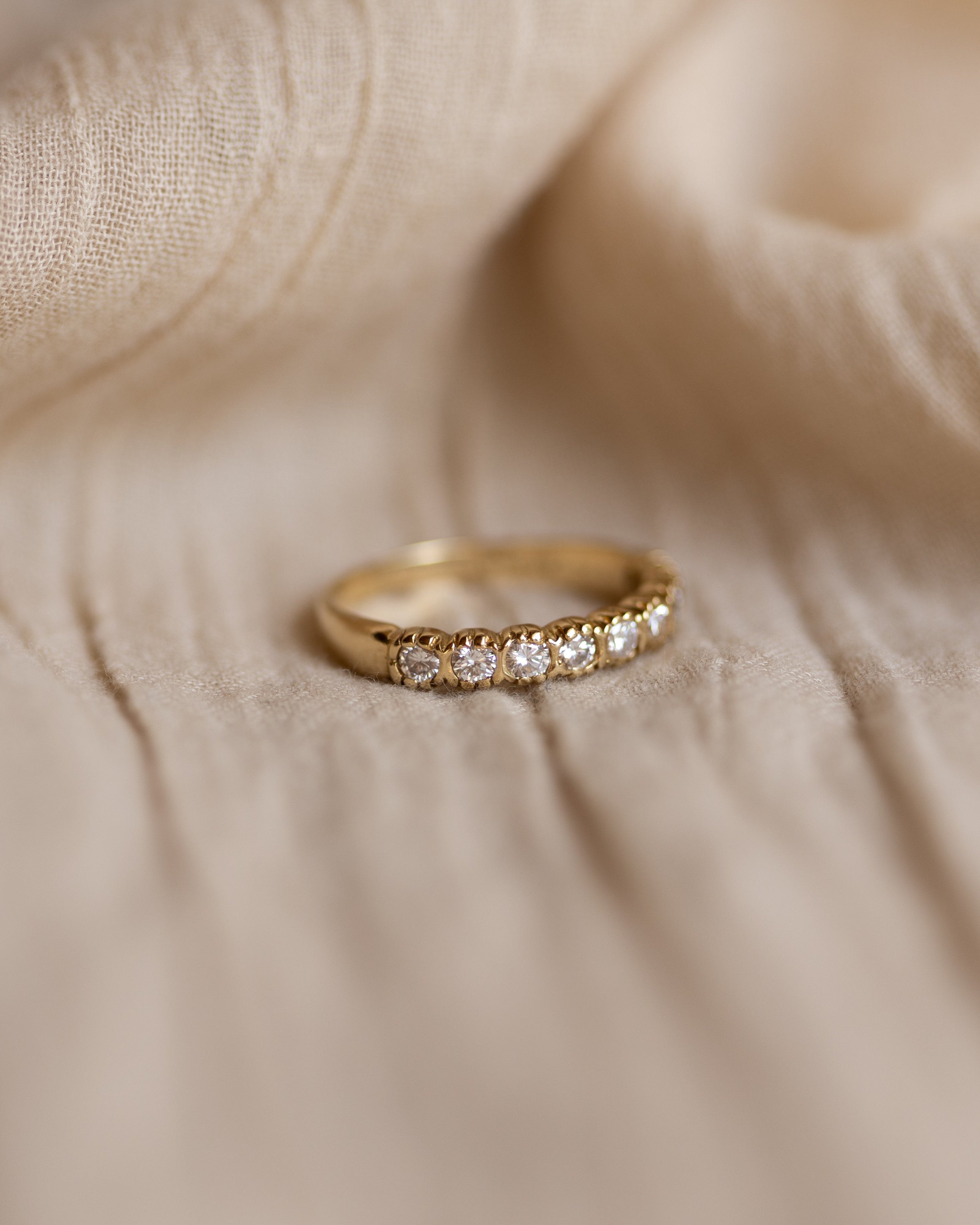 Maude 1985 Vintage 9ct Gold Diamond Half Eternity Ring