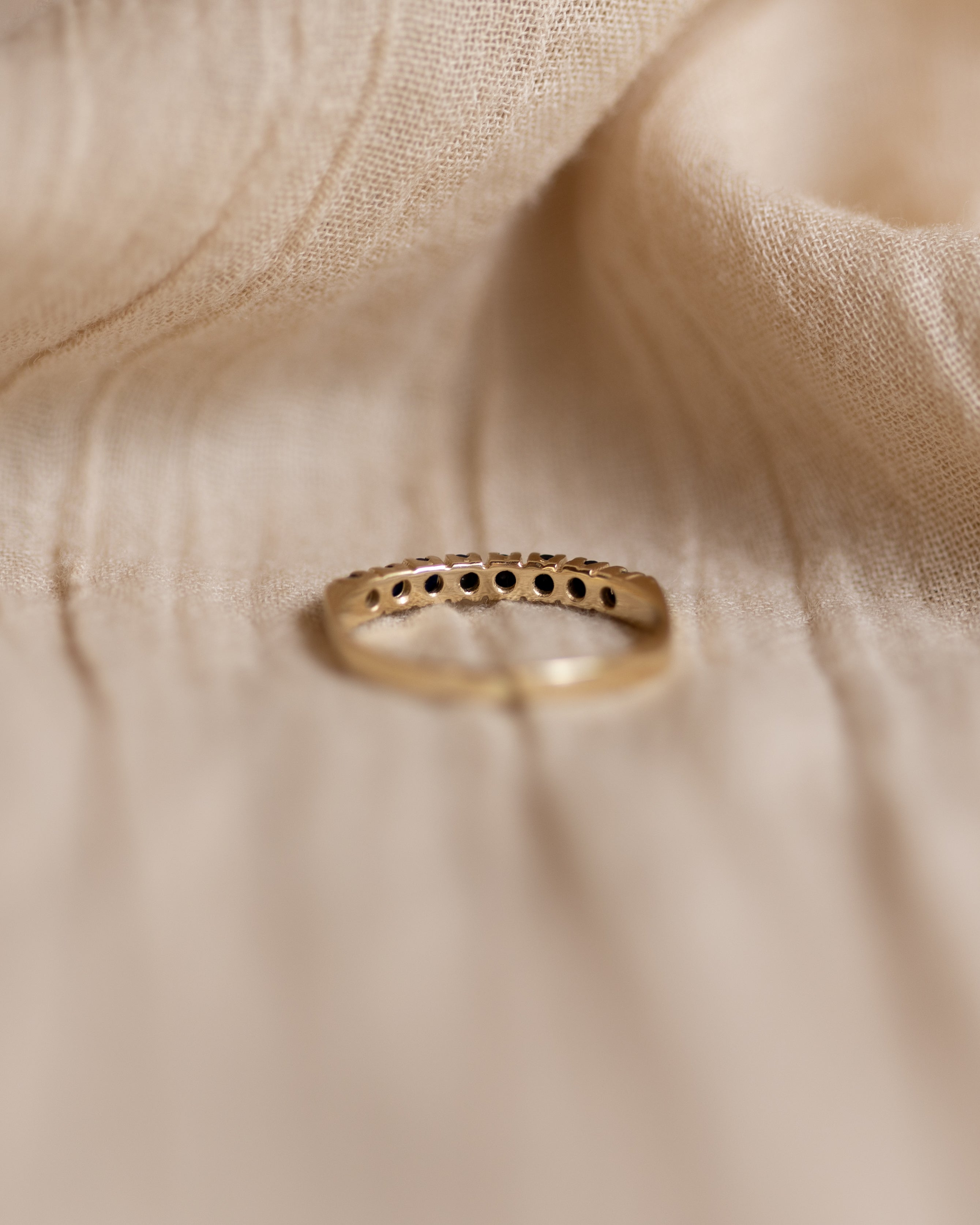 Basma Vintage 14ct Gold Sapphire Half Eternity Ring