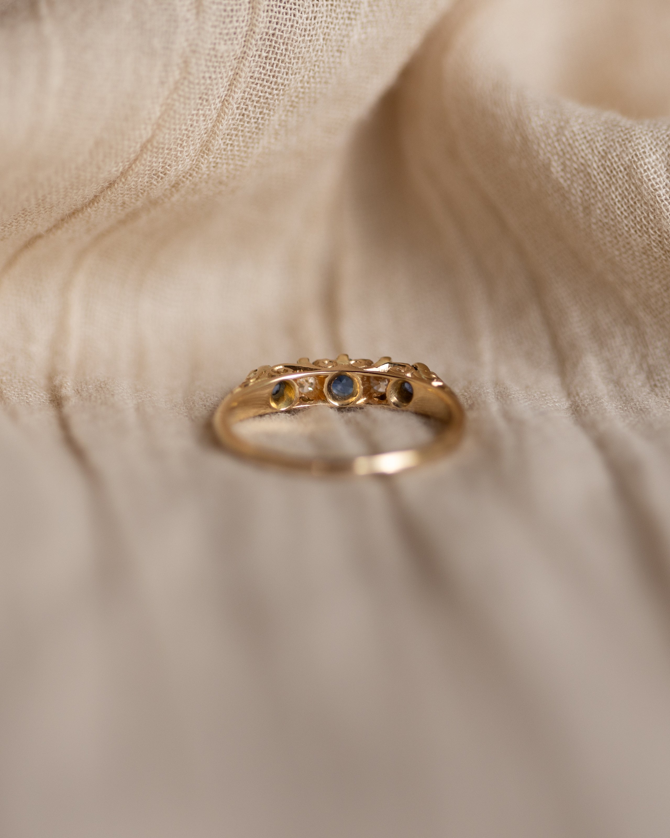 Mabel Vintage 18ct Gold Sapphire & Diamond Five Stone Ring