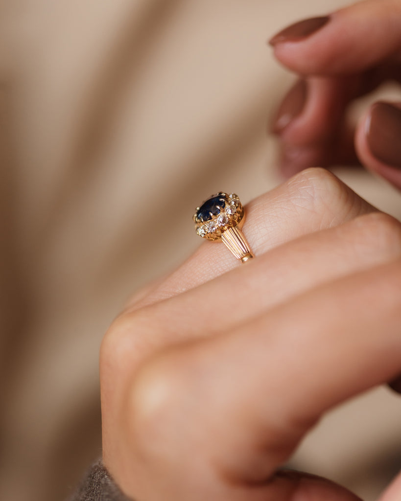 Simone Antique 18ct Gold Sapphire & Diamond Cluster Ring