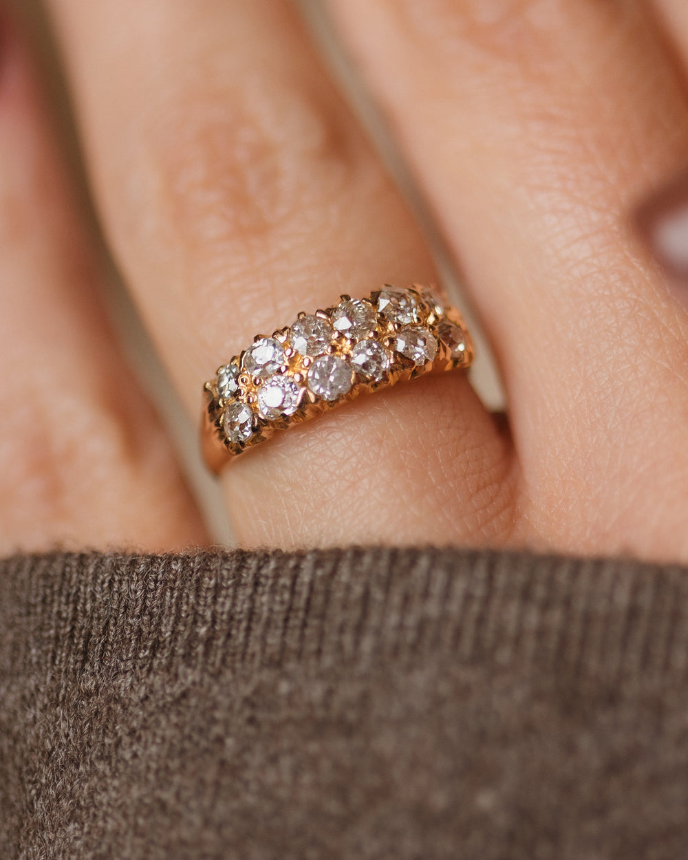 Alma Antique 18ct Gold Diamond Two Row Ring
