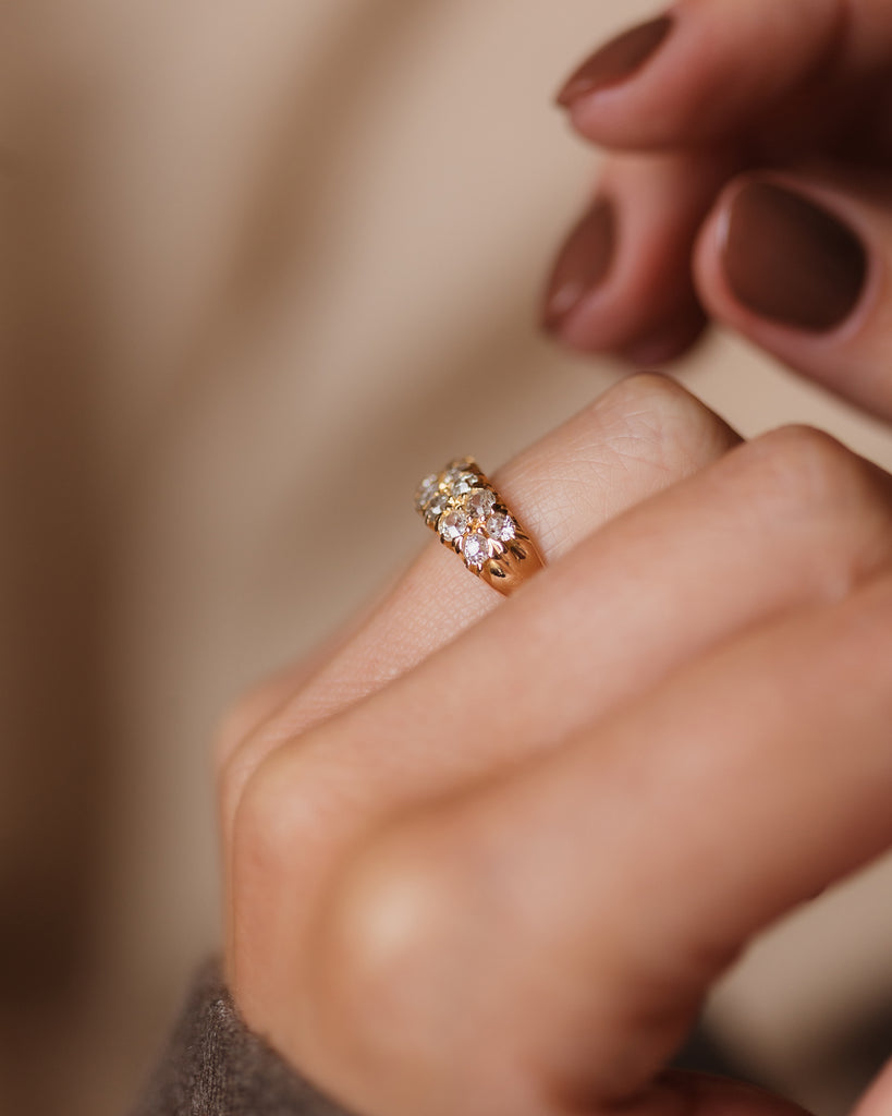 Alma Antique 18ct Gold Diamond Two Row Ring
