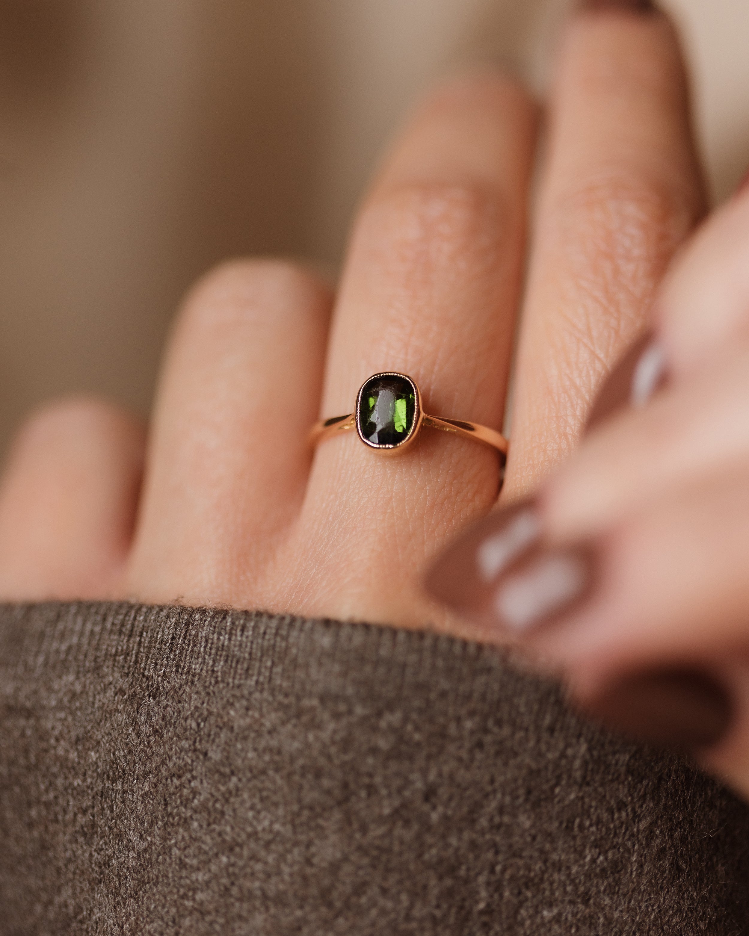 Hester Antique 18ct Gold Tourmaline Single Stone Ring
