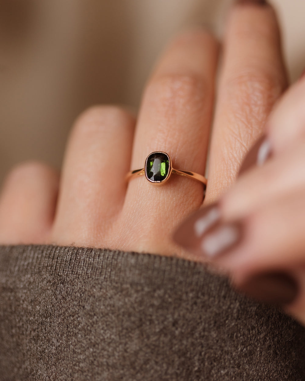 Hester Antique 18ct Gold Tourmaline Single Stone Ring