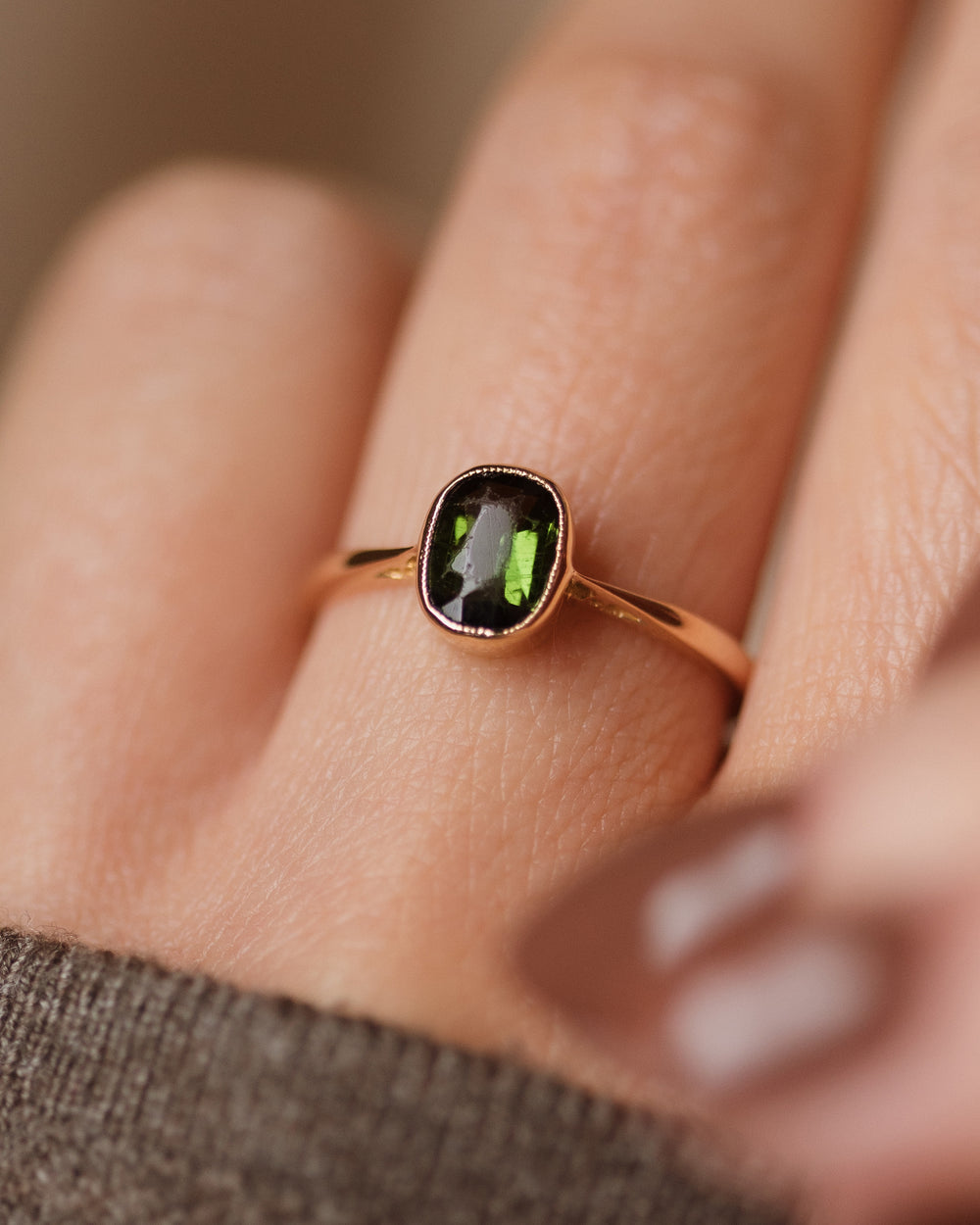 Hester Antique 18ct Gold Tourmaline Single Stone Ring