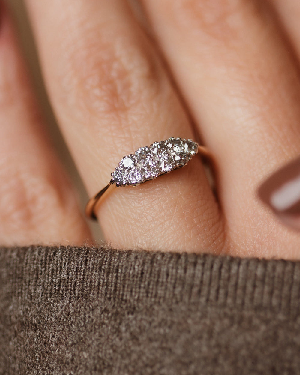 Gracia Antique Art Deco 18ct Gold Diamond Ten Stone Ring