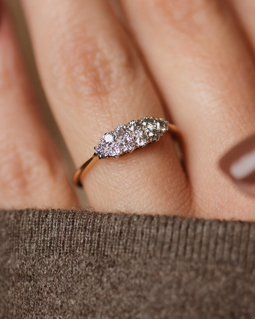 Gracia Antique Art Deco 18ct Gold Diamond Ten Stone Ring