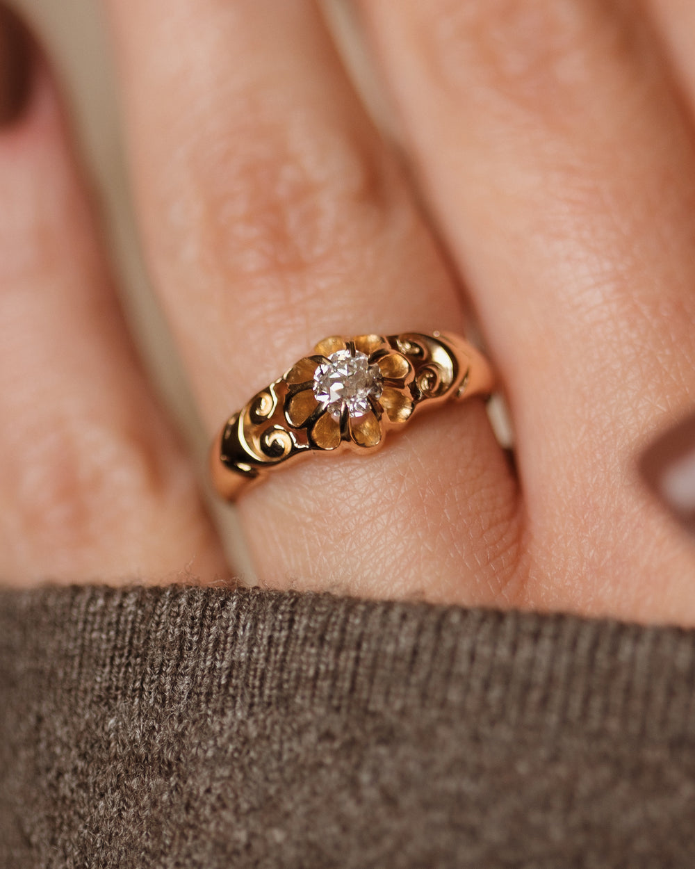 Lillian 1907 Antique Edwardian 18ct Gold Diamond Single Stone Ring