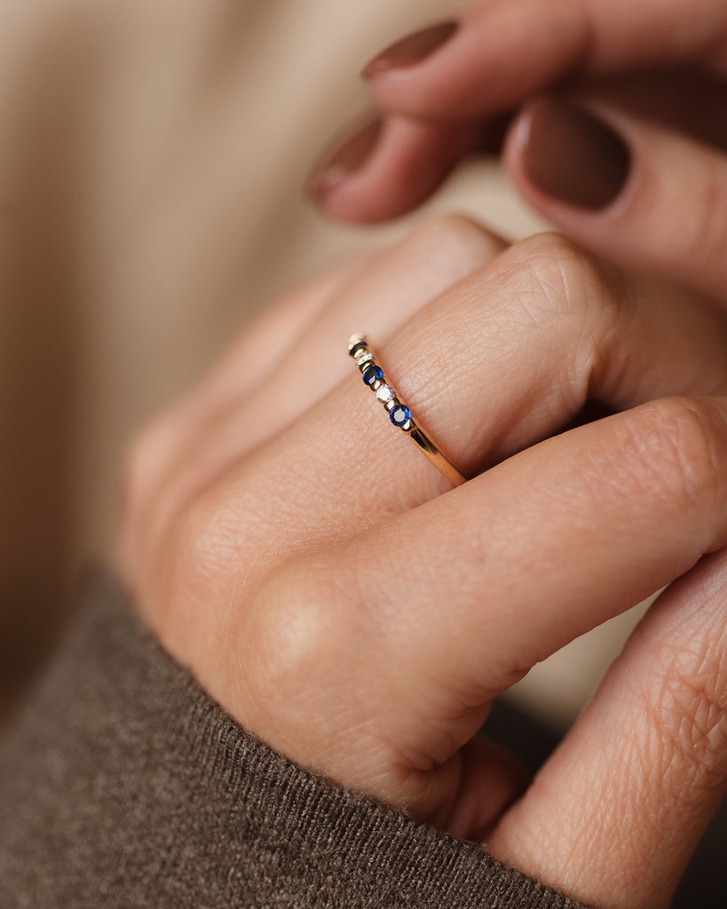 Josephine Vintage 18ct Gold Sapphire & Diamond Half Eternity Ring