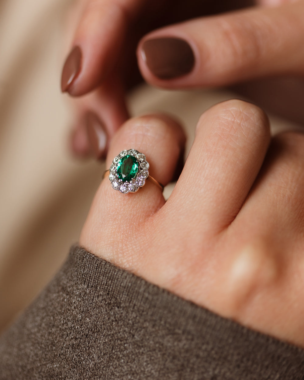 Sadie Vintage 9ct Gold Paste Flowerhead Cluster Ring