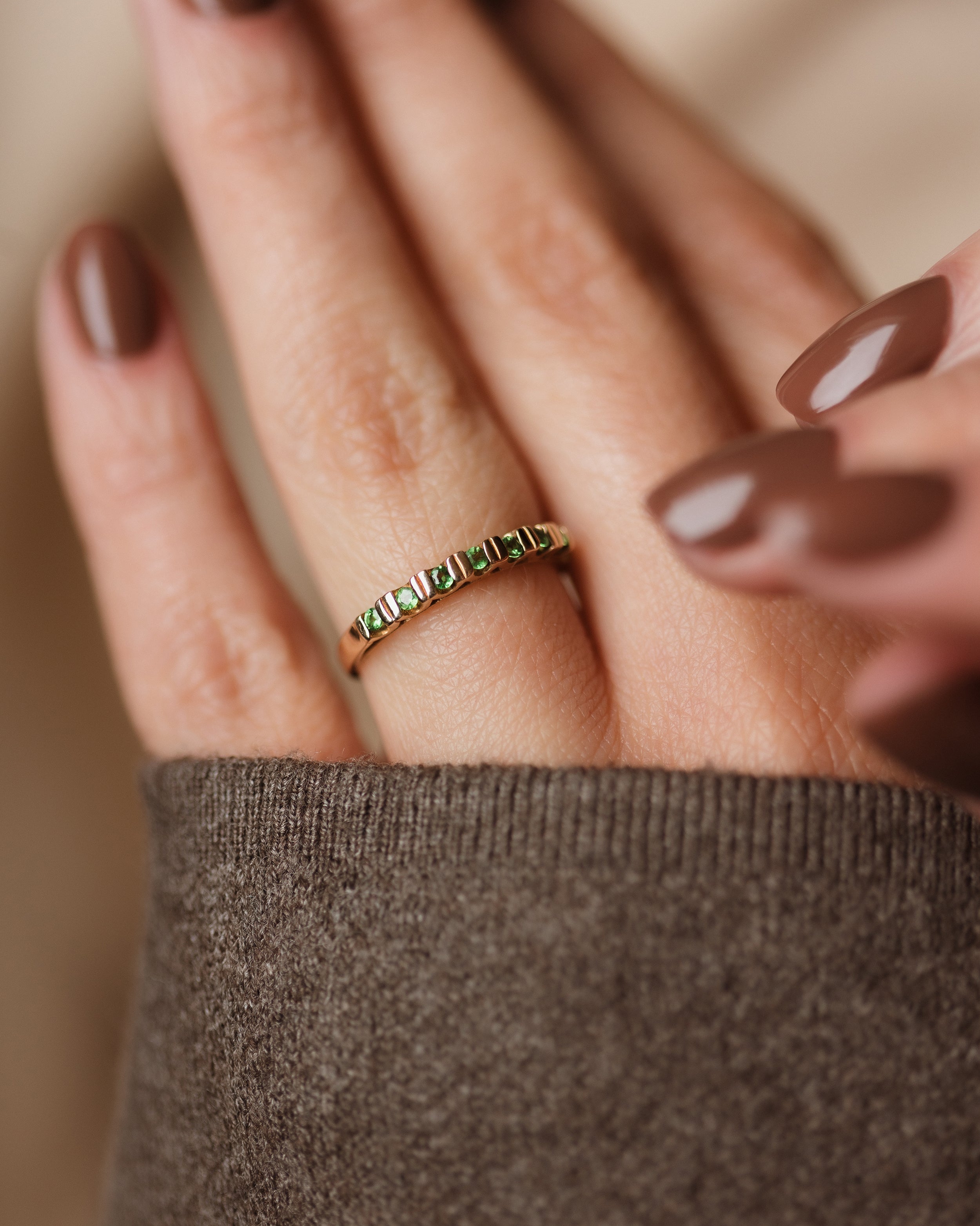 Image of Georgia Vintage 9ct Gold Emerald Half Eternity Ring