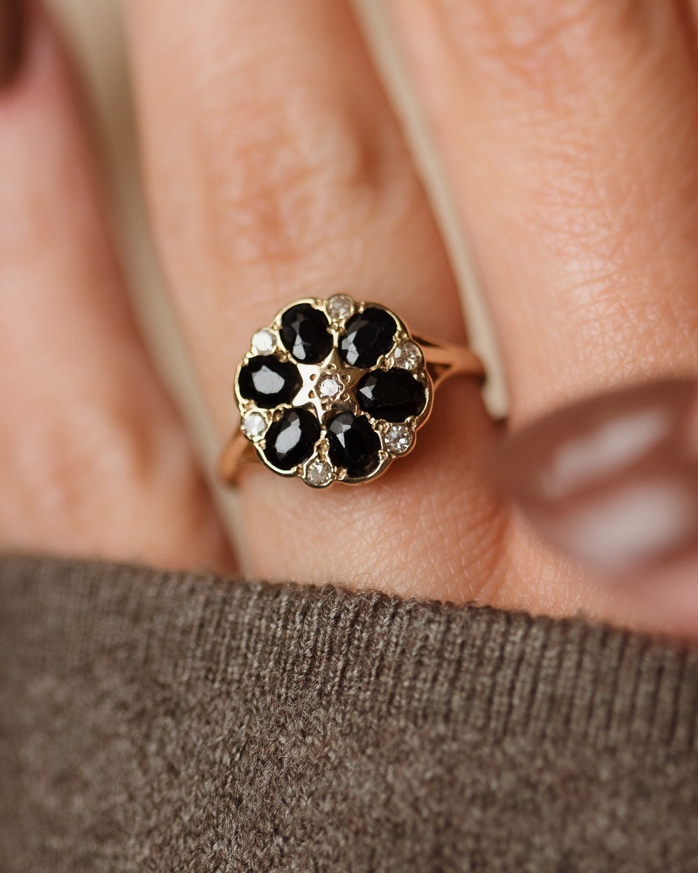 Marlene 1986 Vintage 9ct Gold Sapphire & Diamond Cluster Ring