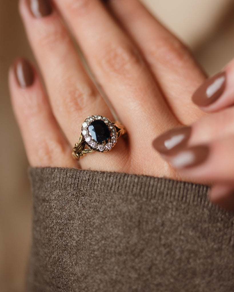 Greta 1958 Vintage 18ct Gold Sapphire & Diamond Cluster Ring